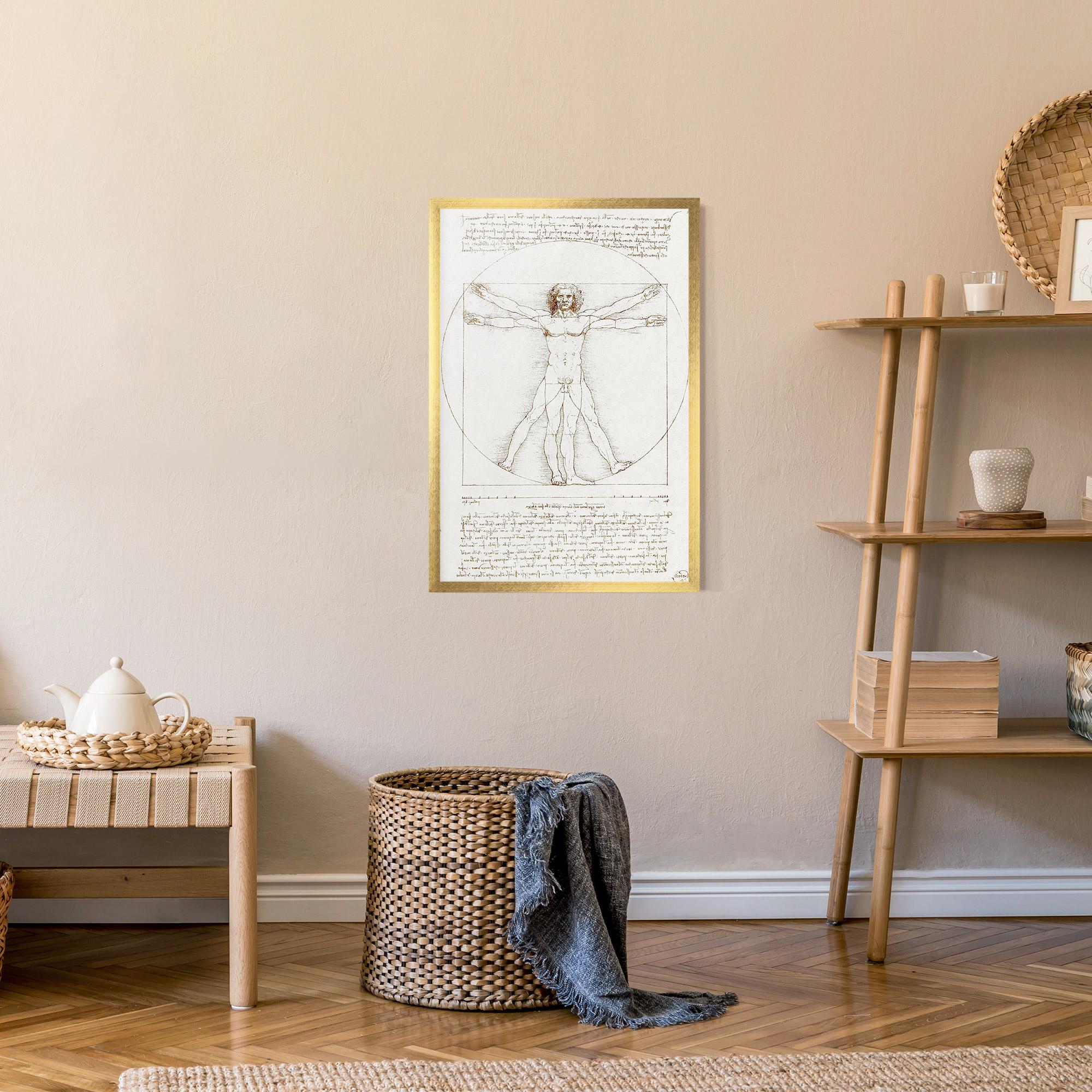 Рамкиран постер Leonardo Da Vinci's Vitruvian Man mockup 9