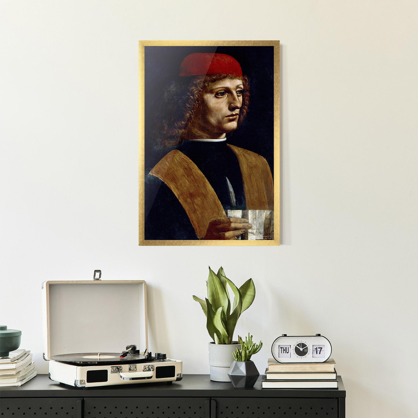 Рамкиран постер Leonardo Da Vinci's The Portrait Of A Musician mockup 2