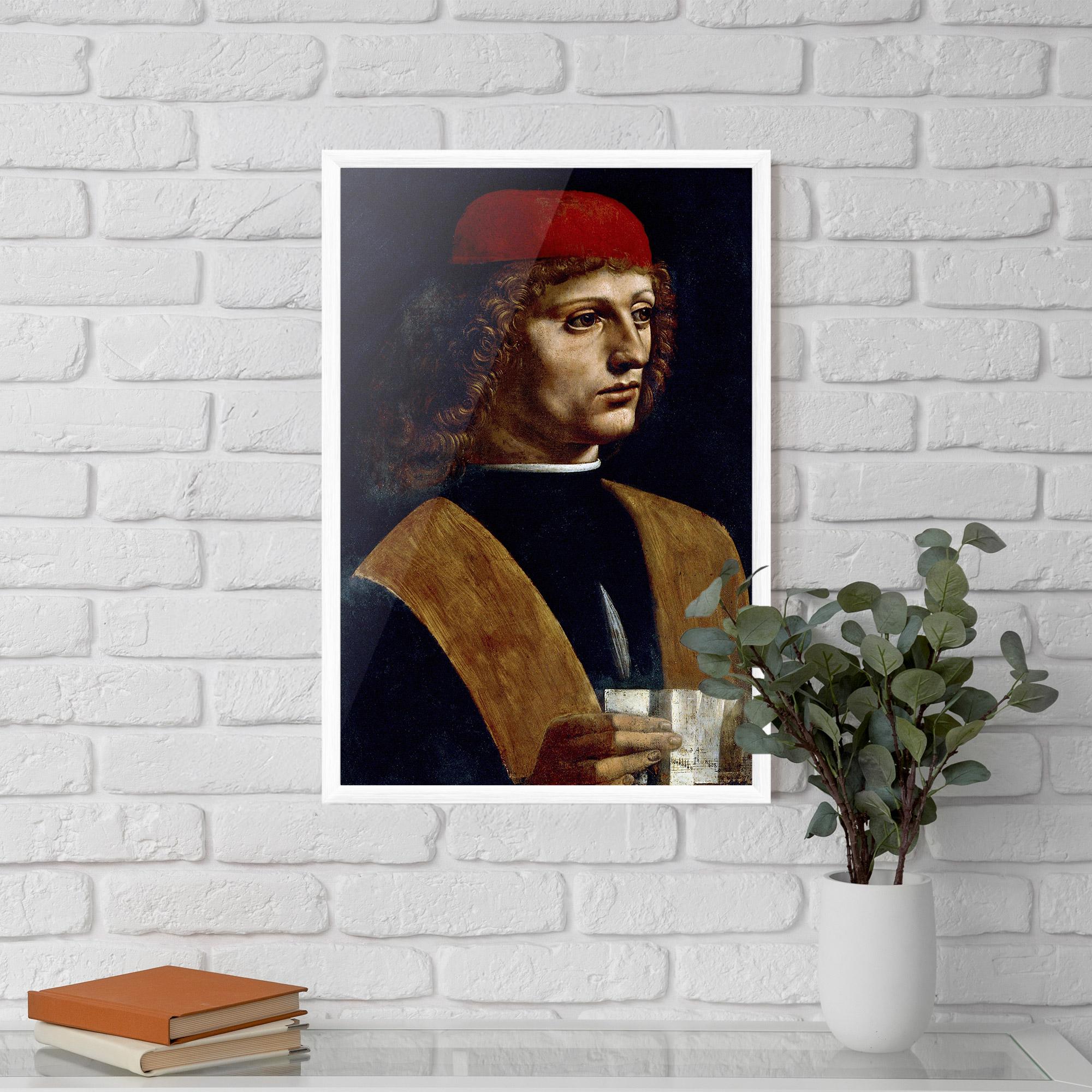 Рамкиран постер Leonardo Da Vinci's The Portrait Of A Musician mockup 5