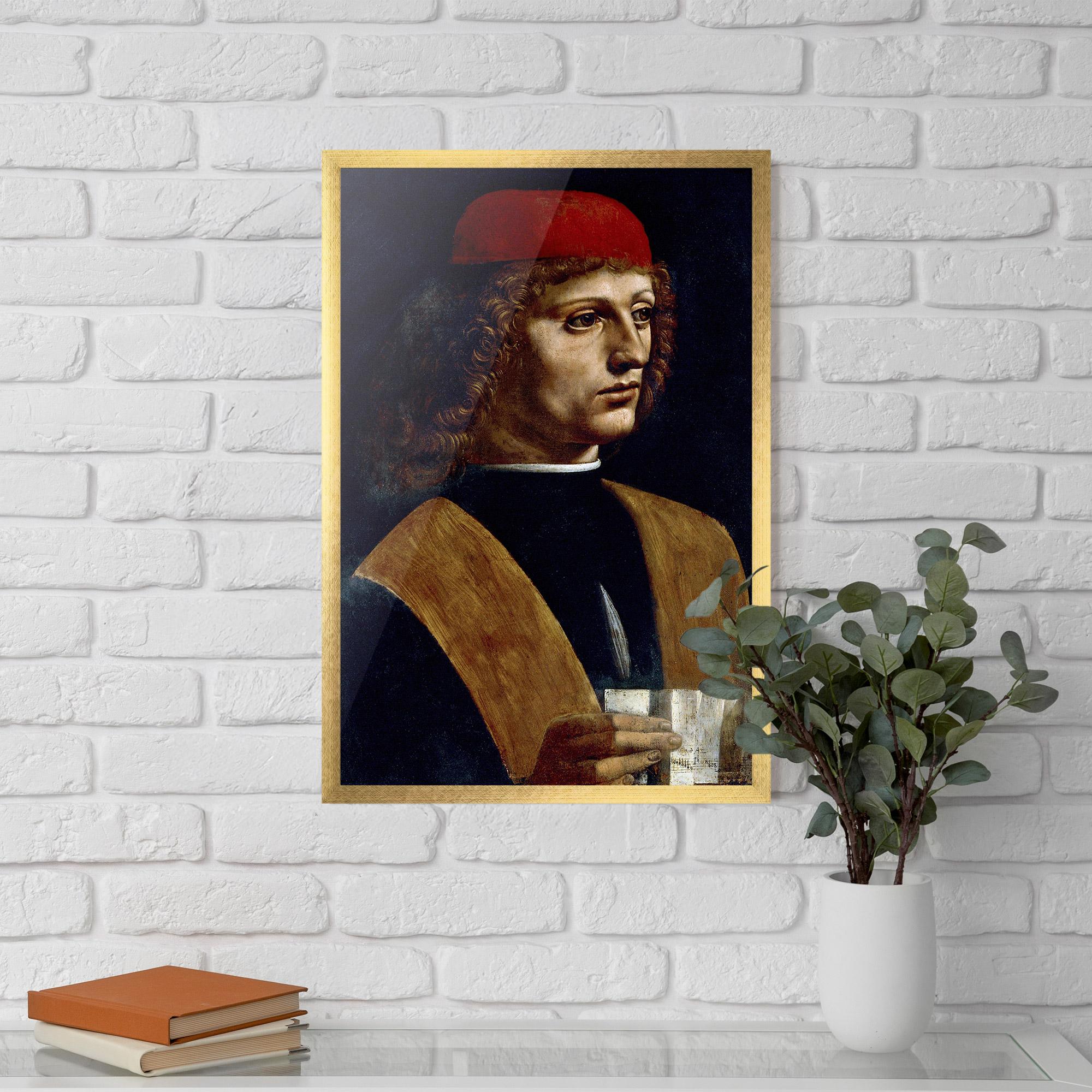 Рамкиран постер Leonardo Da Vinci's The Portrait Of A Musician mockup 5