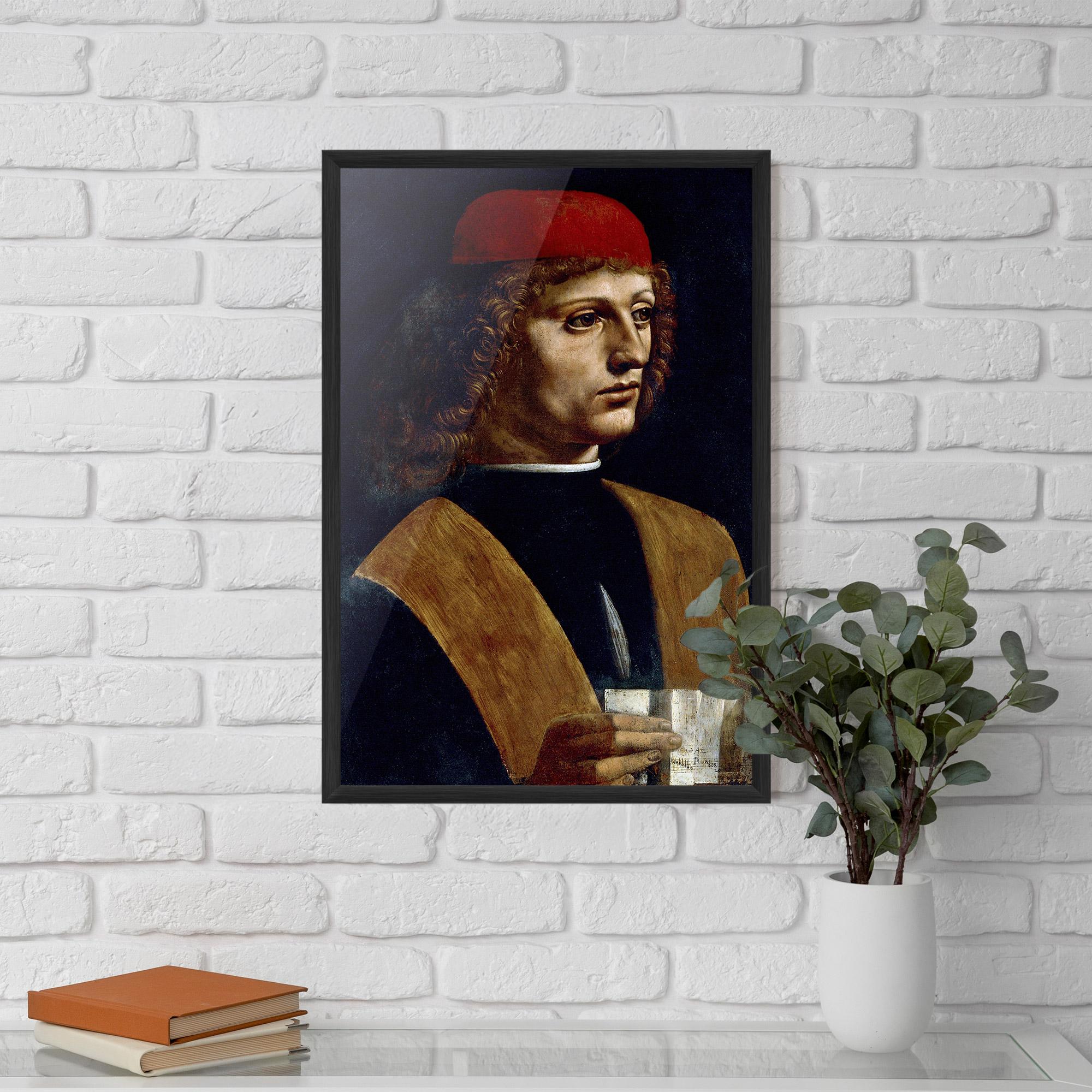 Рамкиран постер Leonardo Da Vinci's The Portrait Of A Musician mockup 5
