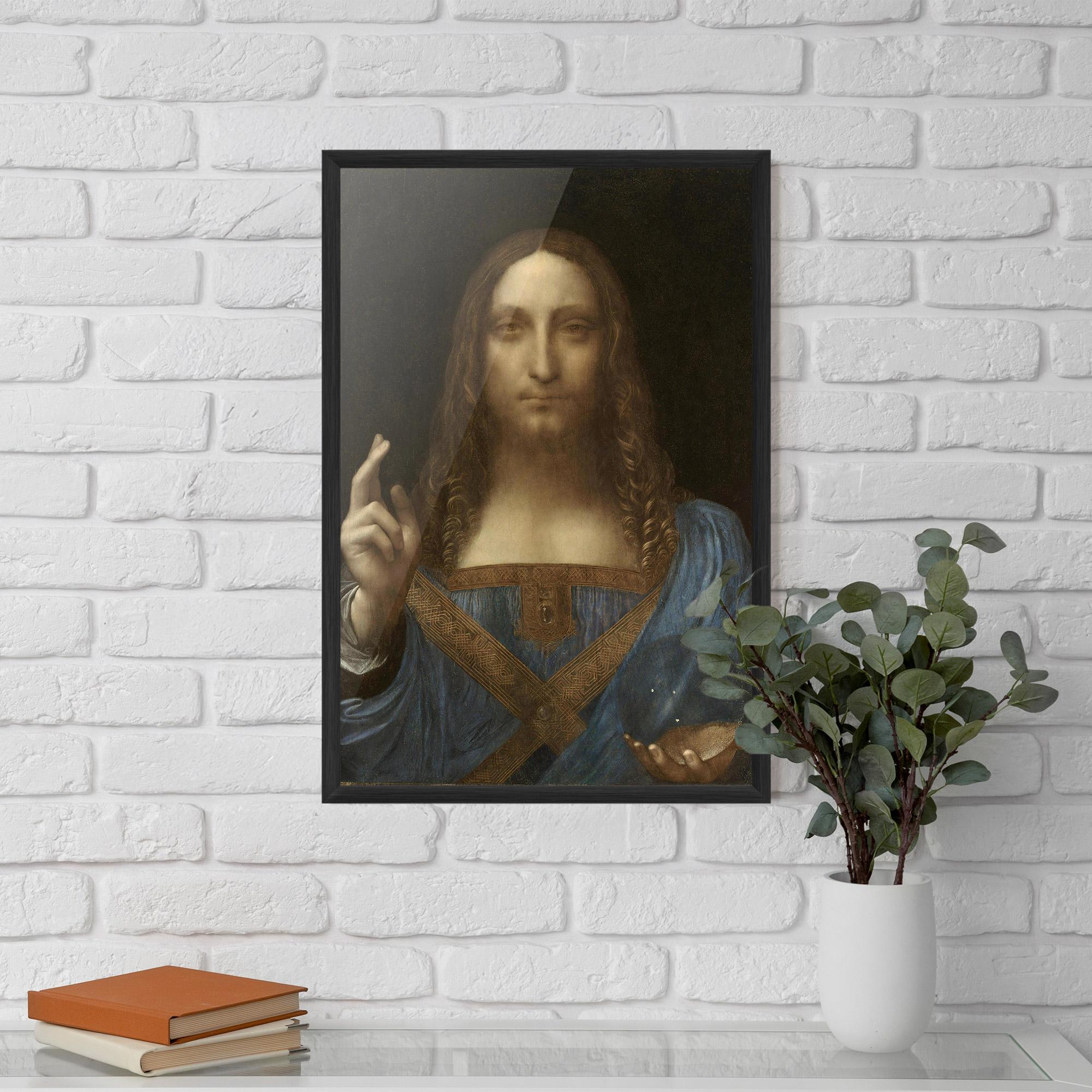 Рамкиран постер Leonardo Da Vinci Salvator Mundi mockup 5