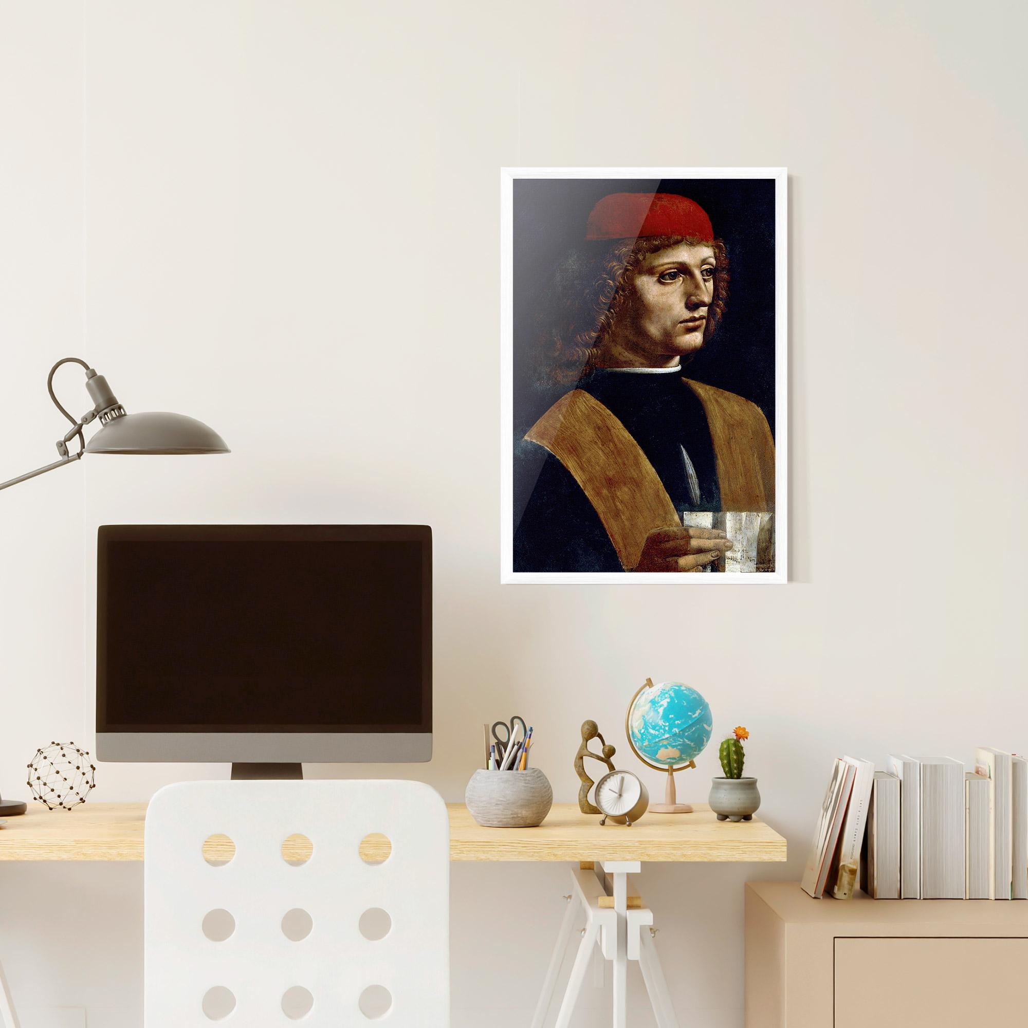 Рамкиран постер Leonardo Da Vinci's The Portrait Of A Musician mockup 6