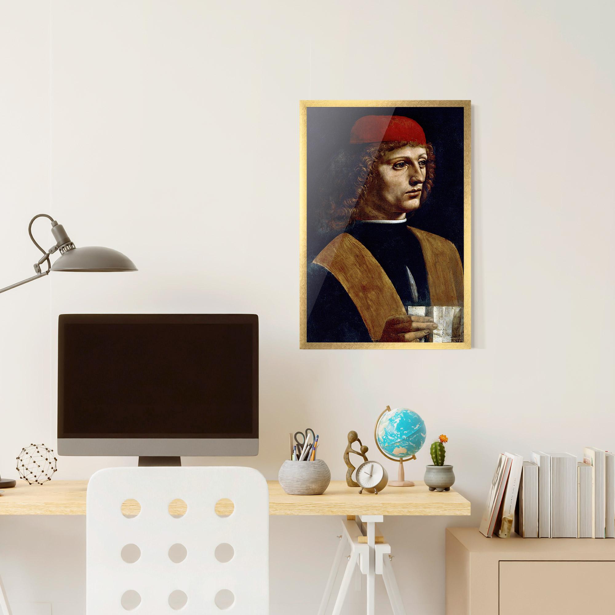 Рамкиран постер Leonardo Da Vinci's The Portrait Of A Musician mockup 6