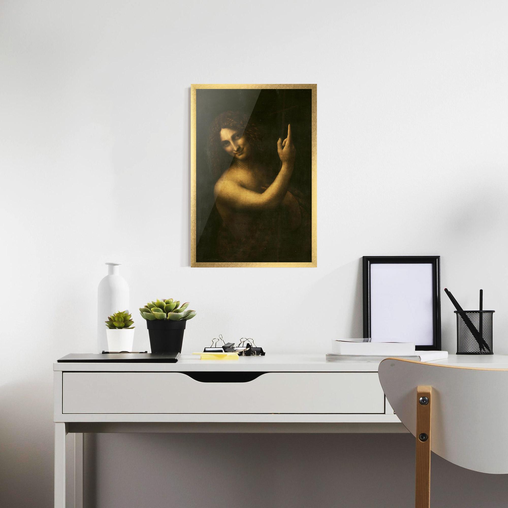 Рамкиран постер Seonardo Da Vinci Saint John The Baptist mockup 7