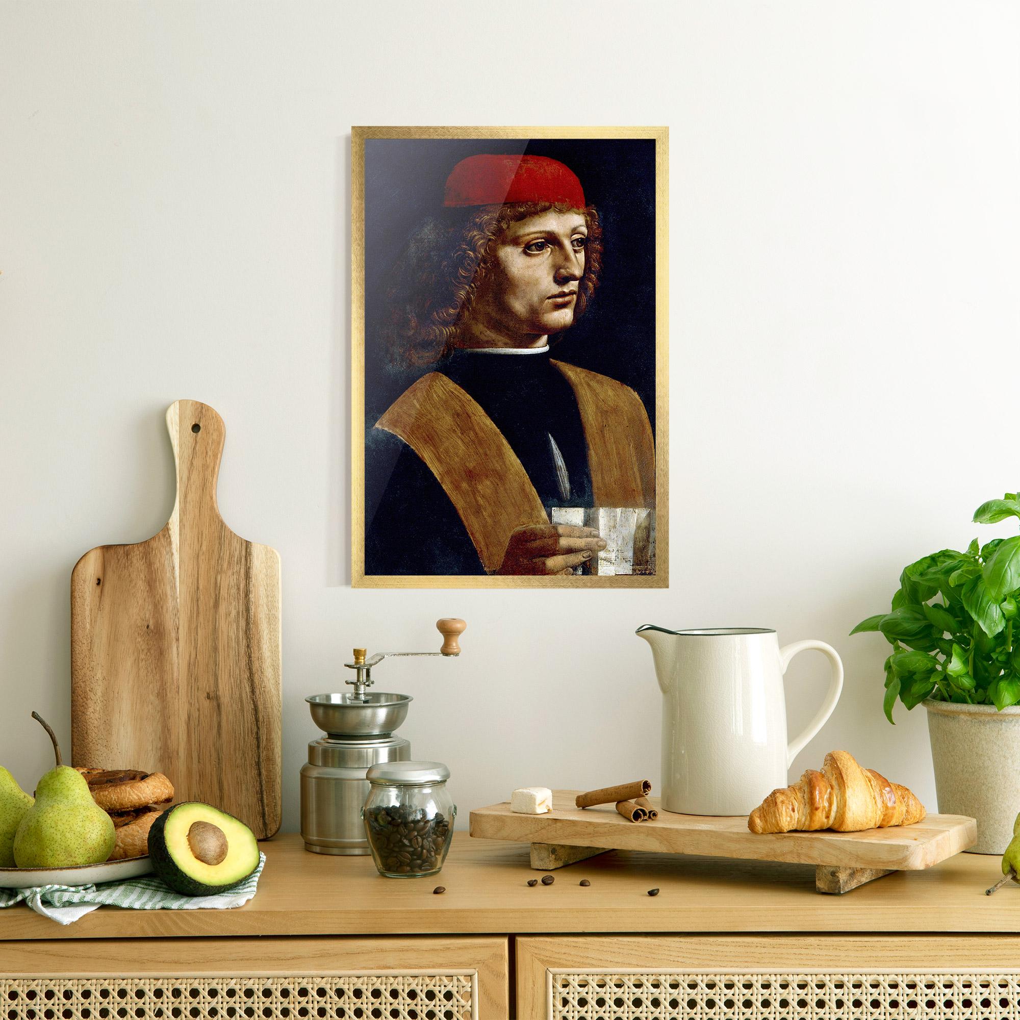 Рамкиран постер Leonardo Da Vinci's The Portrait Of A Musician mockup 8