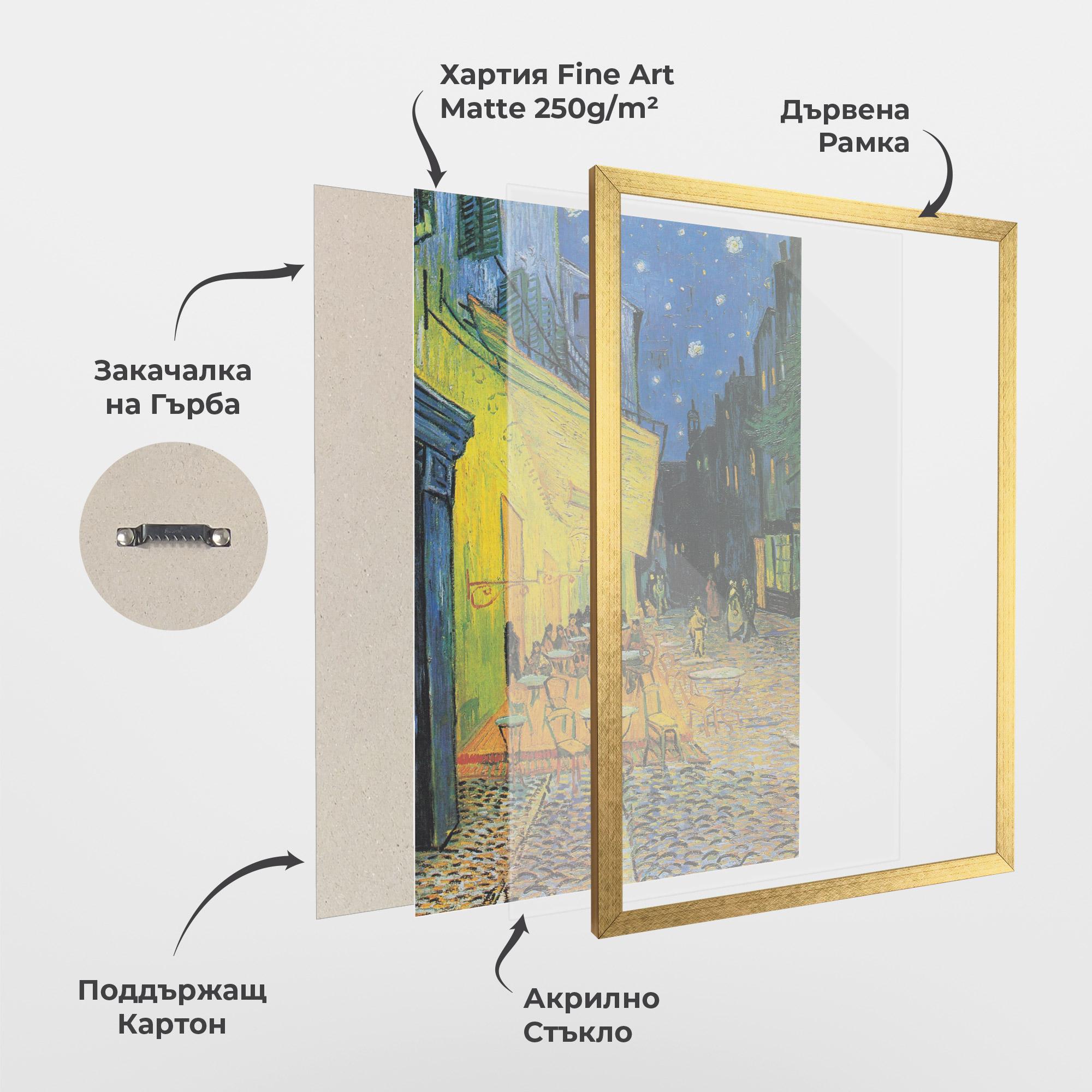 Рамкиран постер Cafe Terrace At Night mockup 1