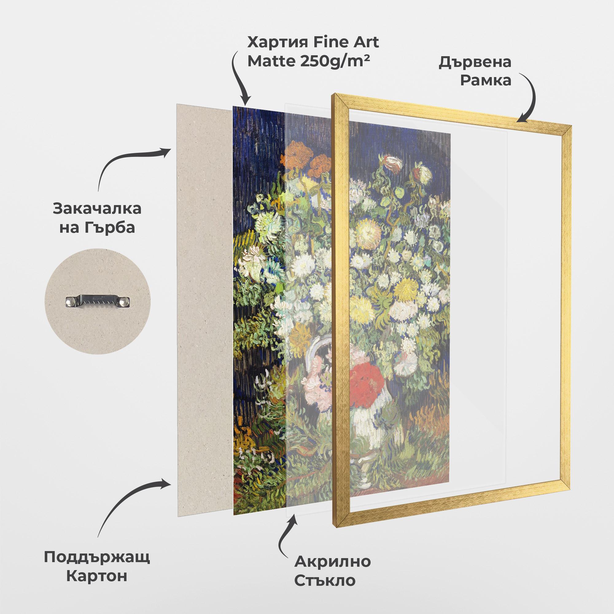 Рамкиран постер Flowers Van Gogh mockup 1