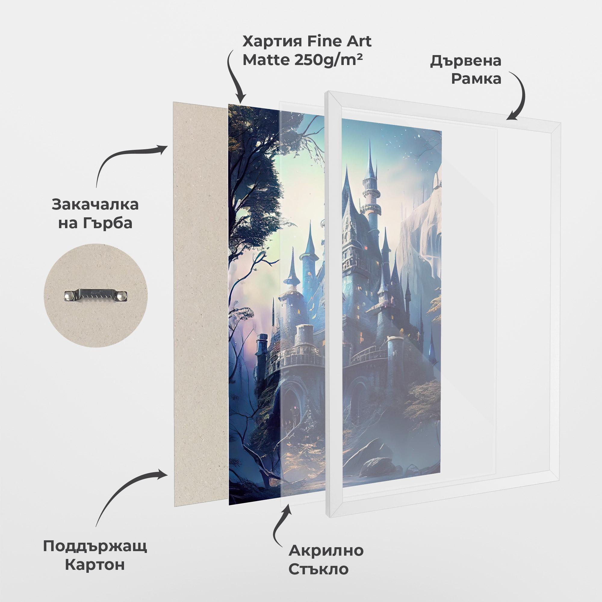 Рамкиран постер Blue Art Castle mockup 1