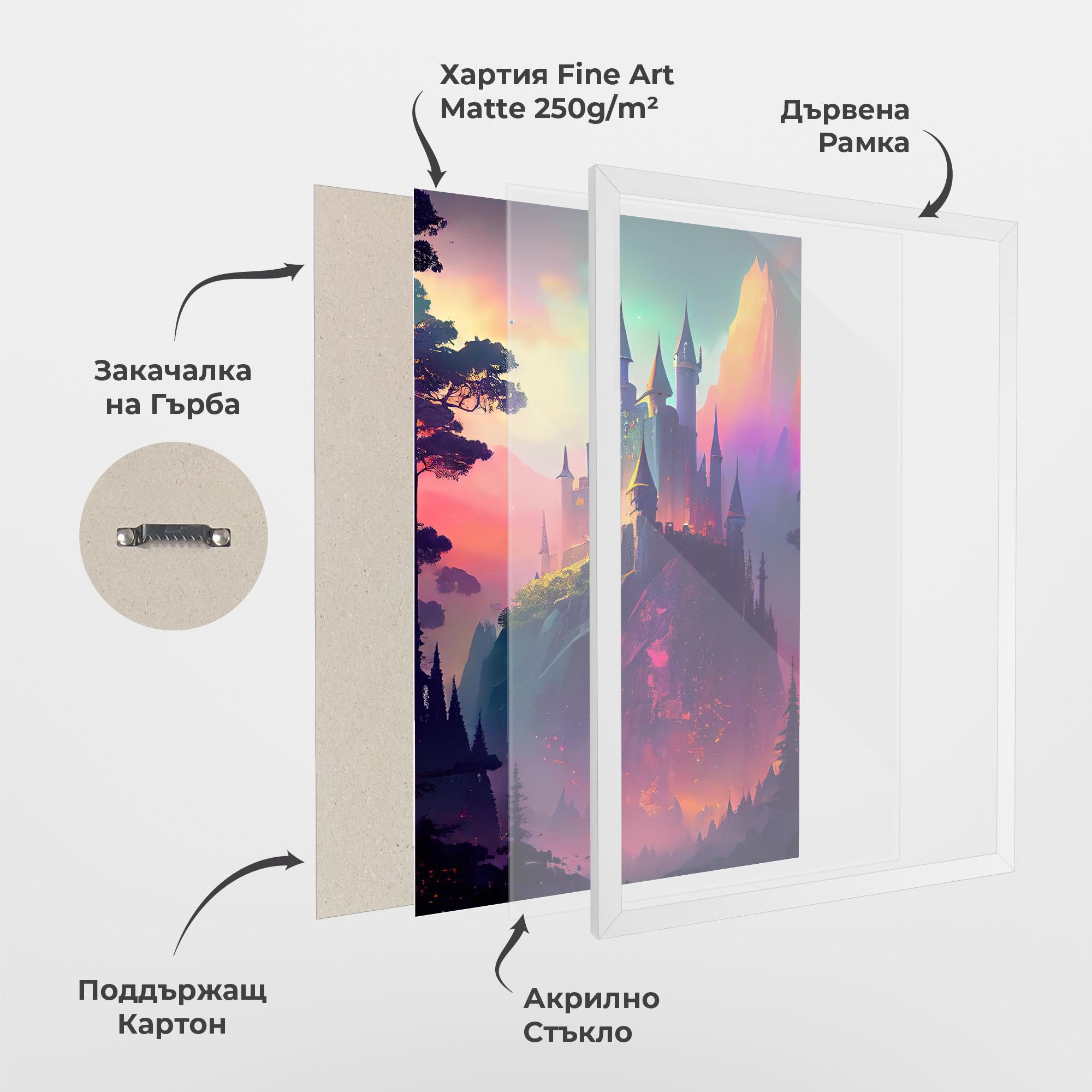 Рамкиран постер Purple Orange Castle mockup 1