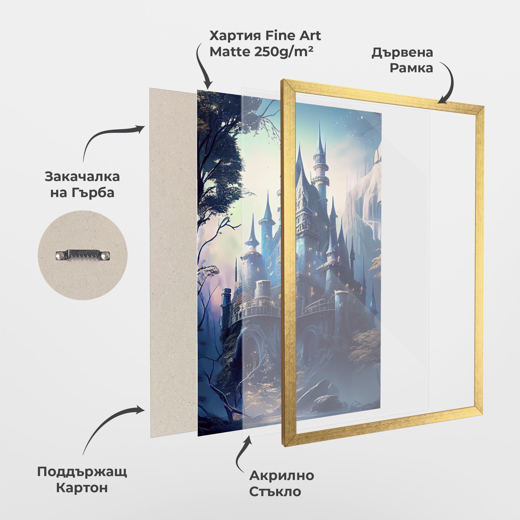 Рамкиран постер Blue Art Castle mockup 1