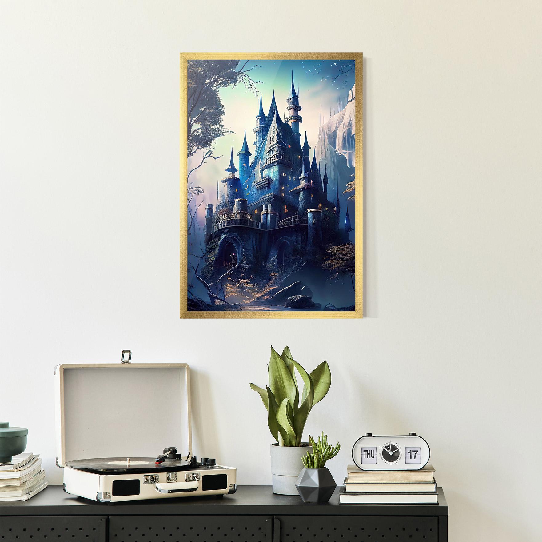 Рамкиран постер Blue Art Castle mockup 2