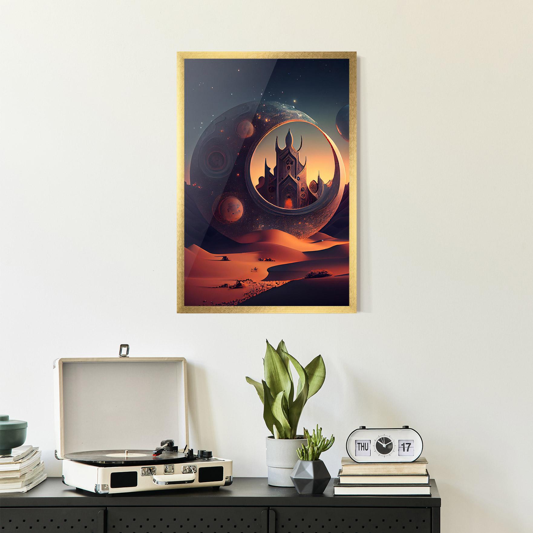 Рамкиран постер Fantasy Desert Castle mockup 2