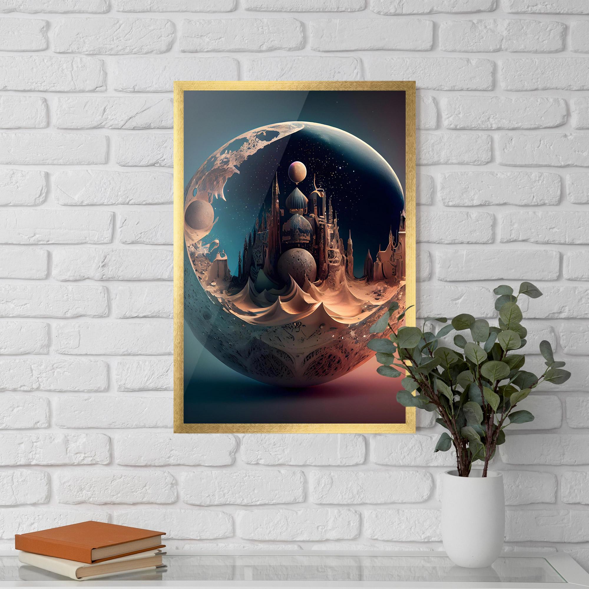 Рамкиран постер Fantasy Planet Castle mockup 5