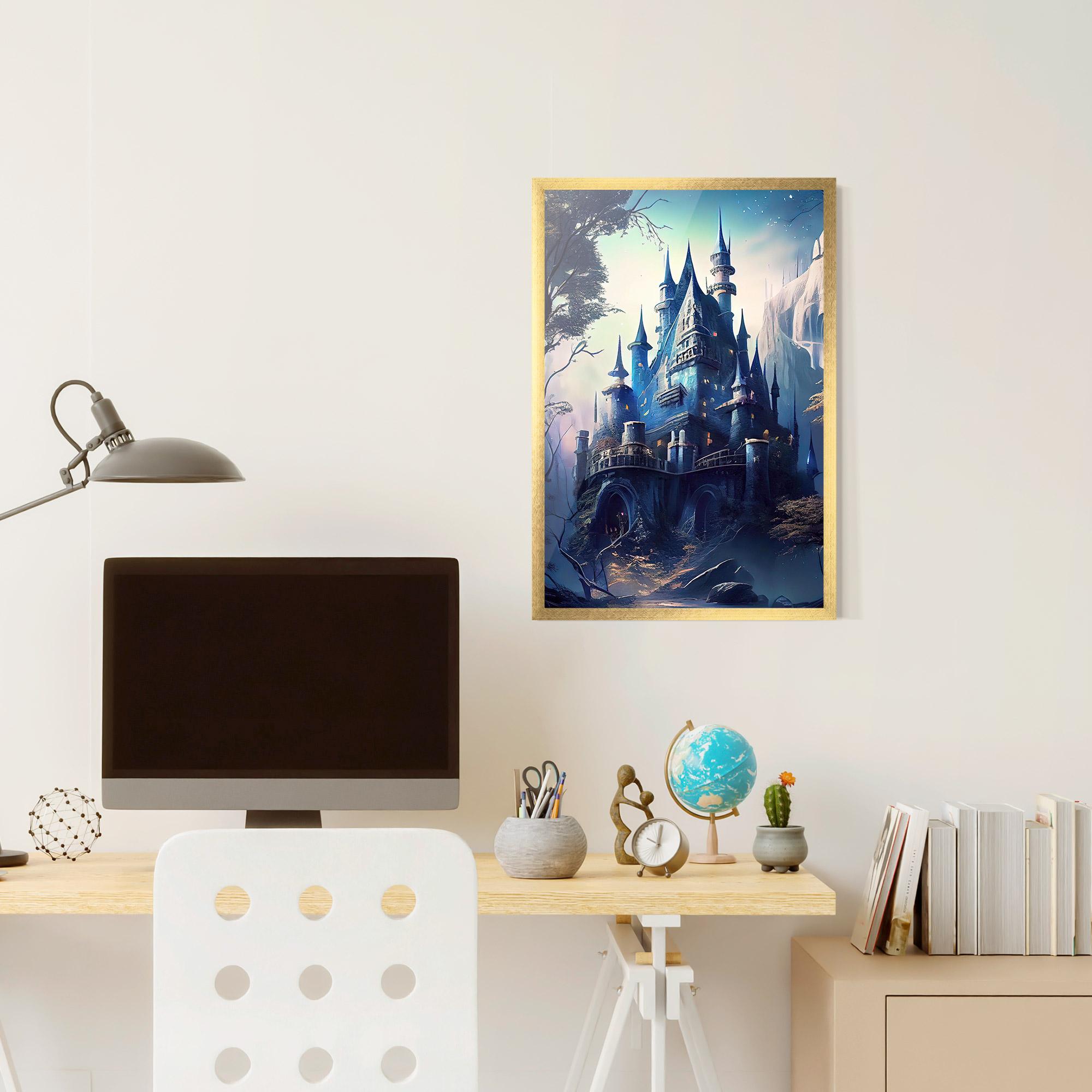 Рамкиран постер Blue Art Castle mockup 6