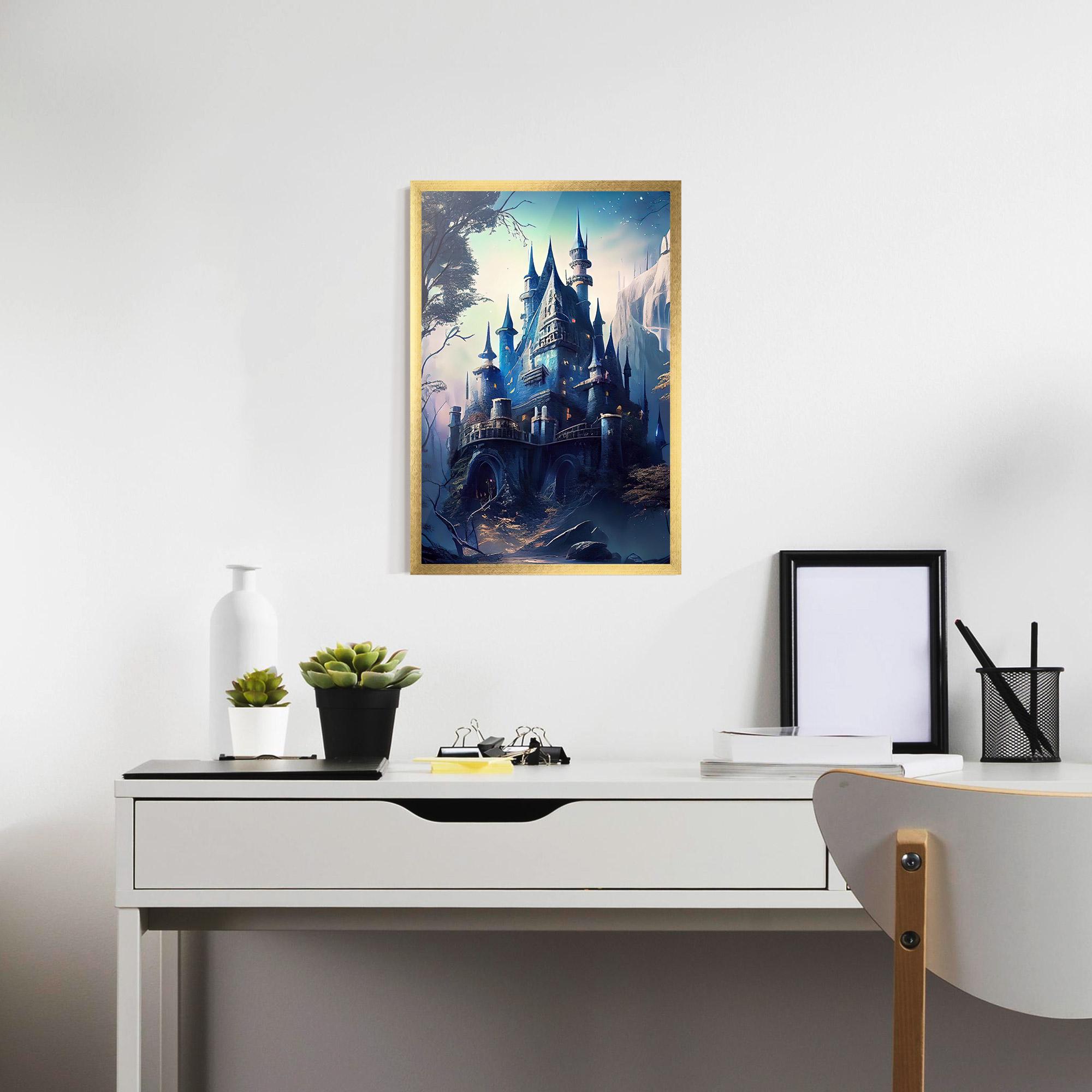 Рамкиран постер Blue Art Castle mockup 7
