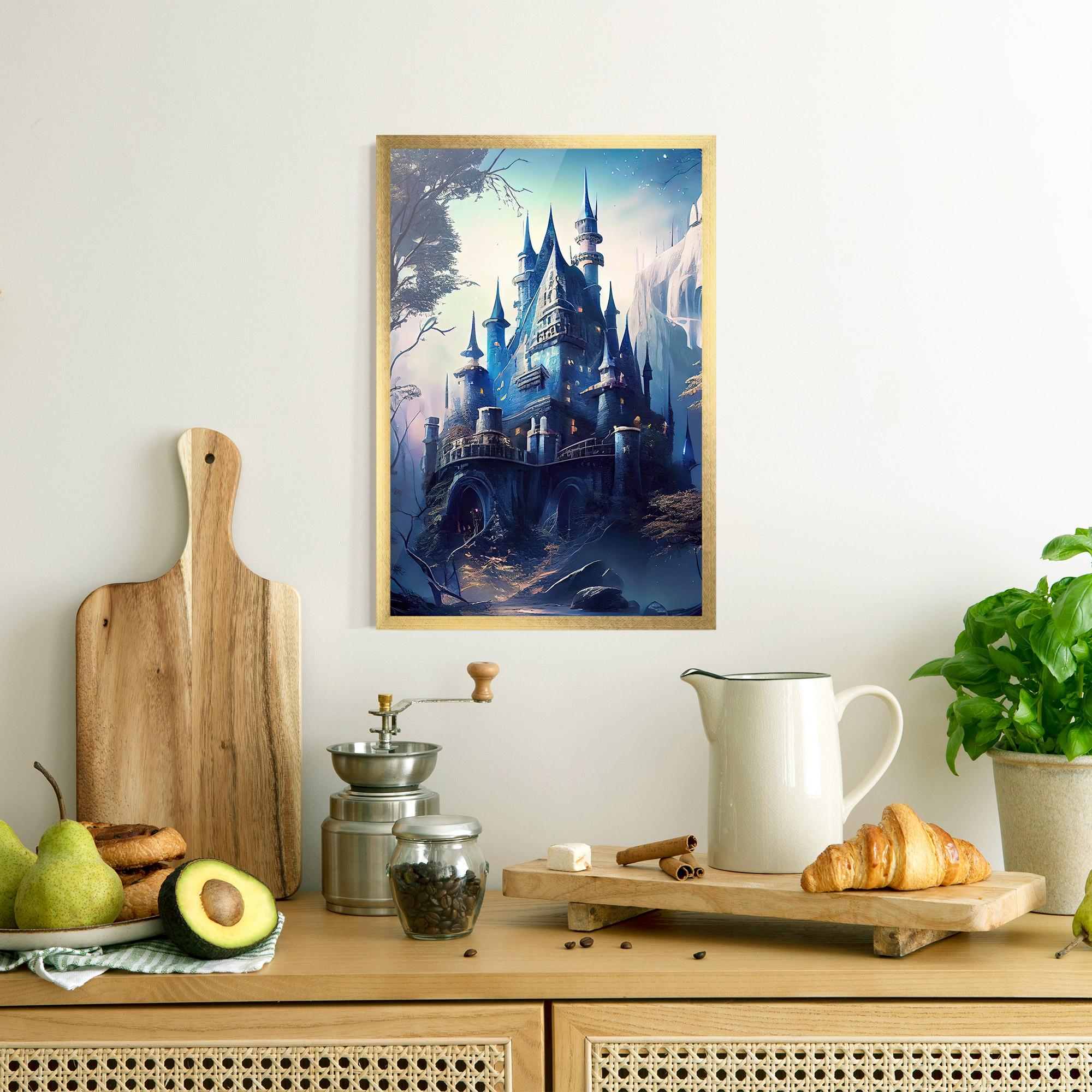 Рамкиран постер Blue Art Castle mockup 8
