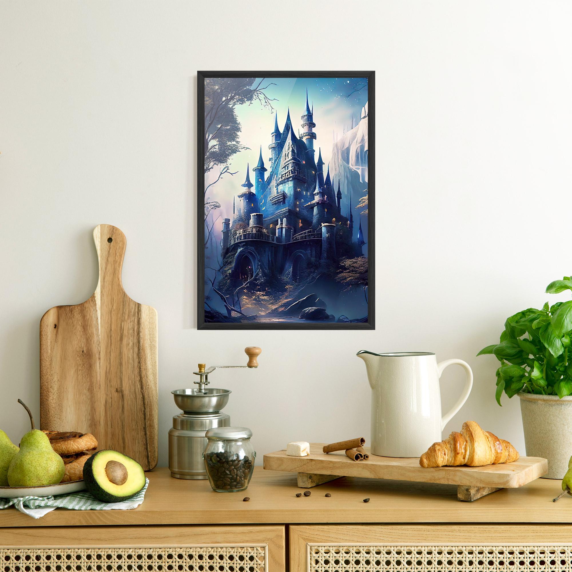 Рамкиран постер Blue Art Castle mockup 8