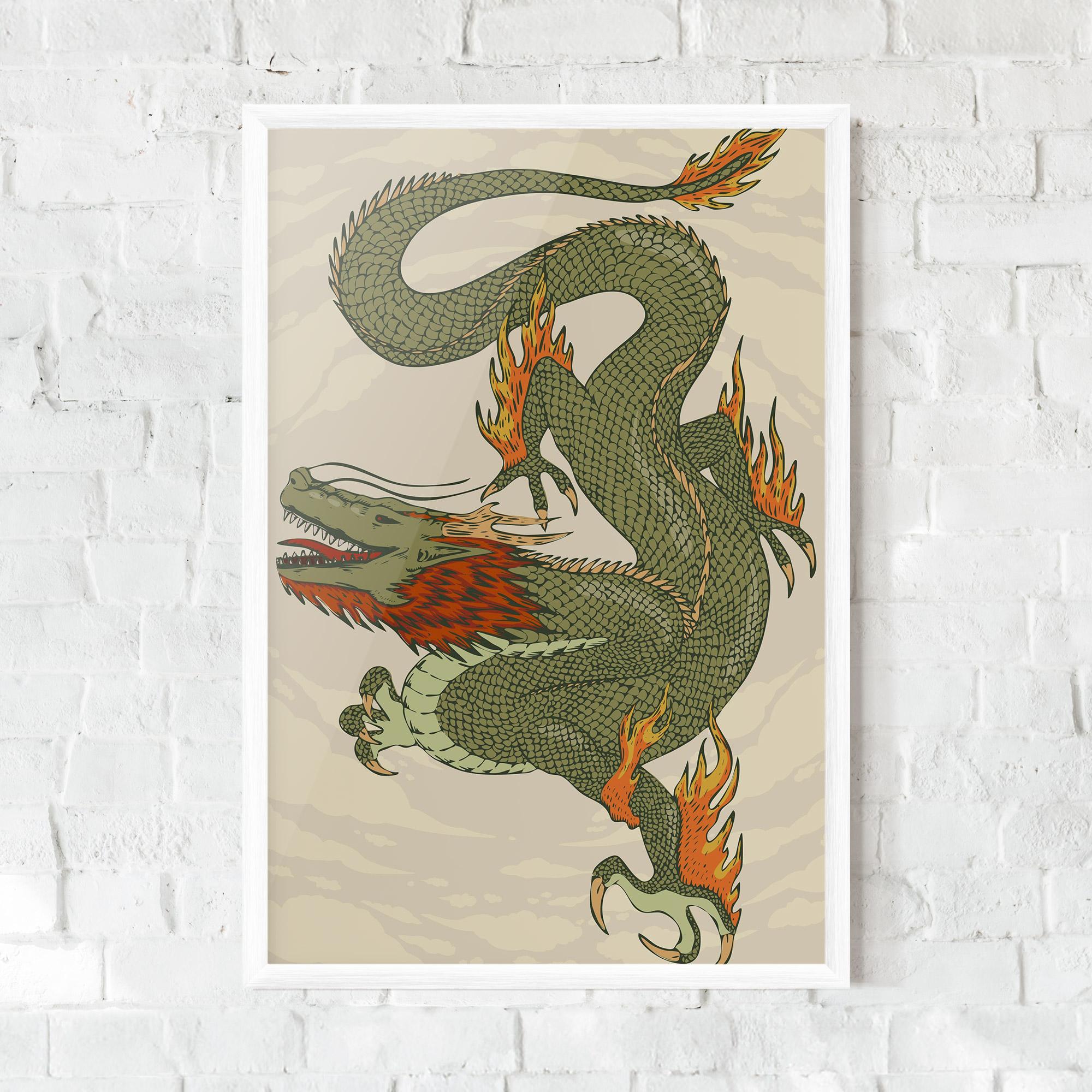 Рамкиран постер Chinese Dragon Green mockup 0