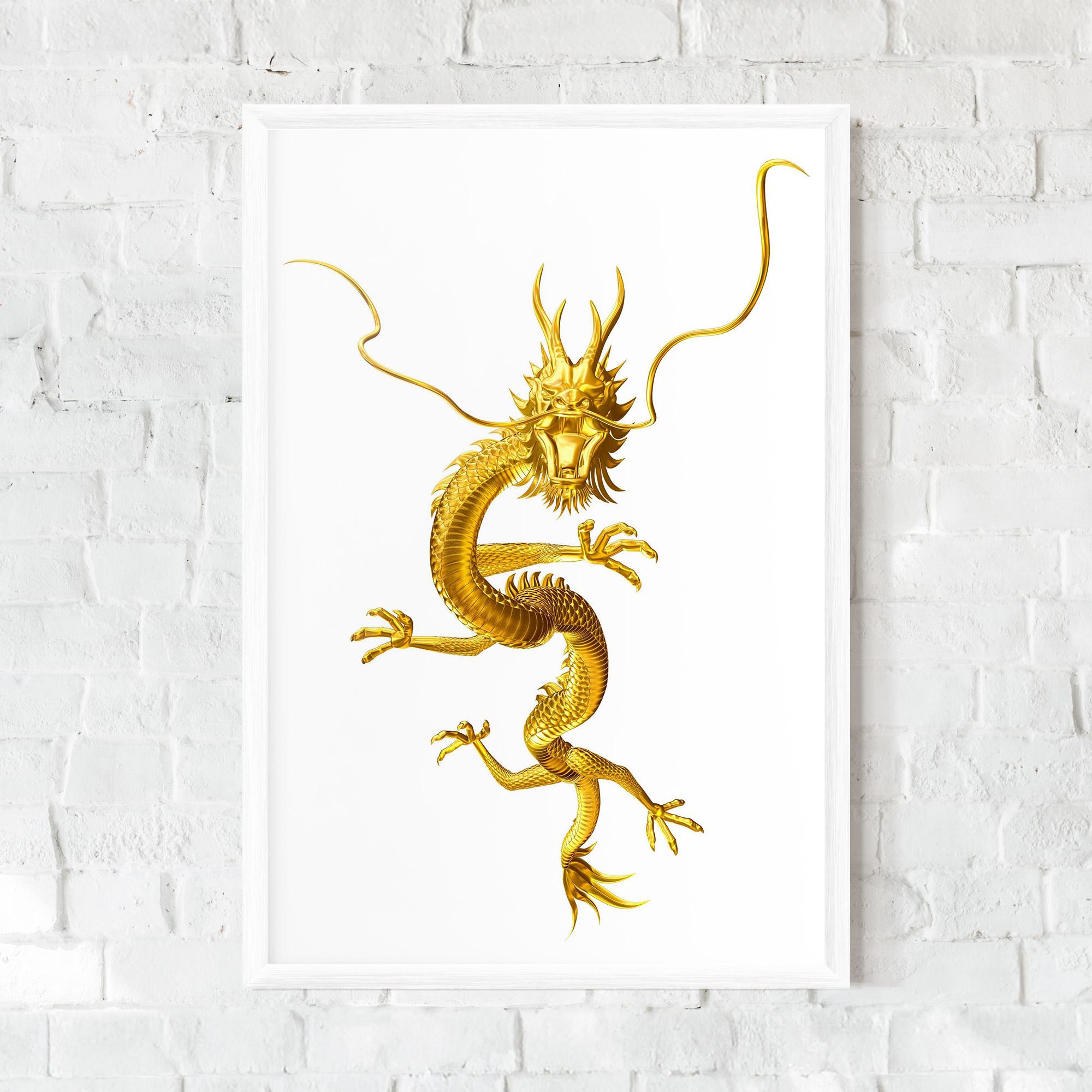 Рамкиран постер Golden Dragon mockup 0