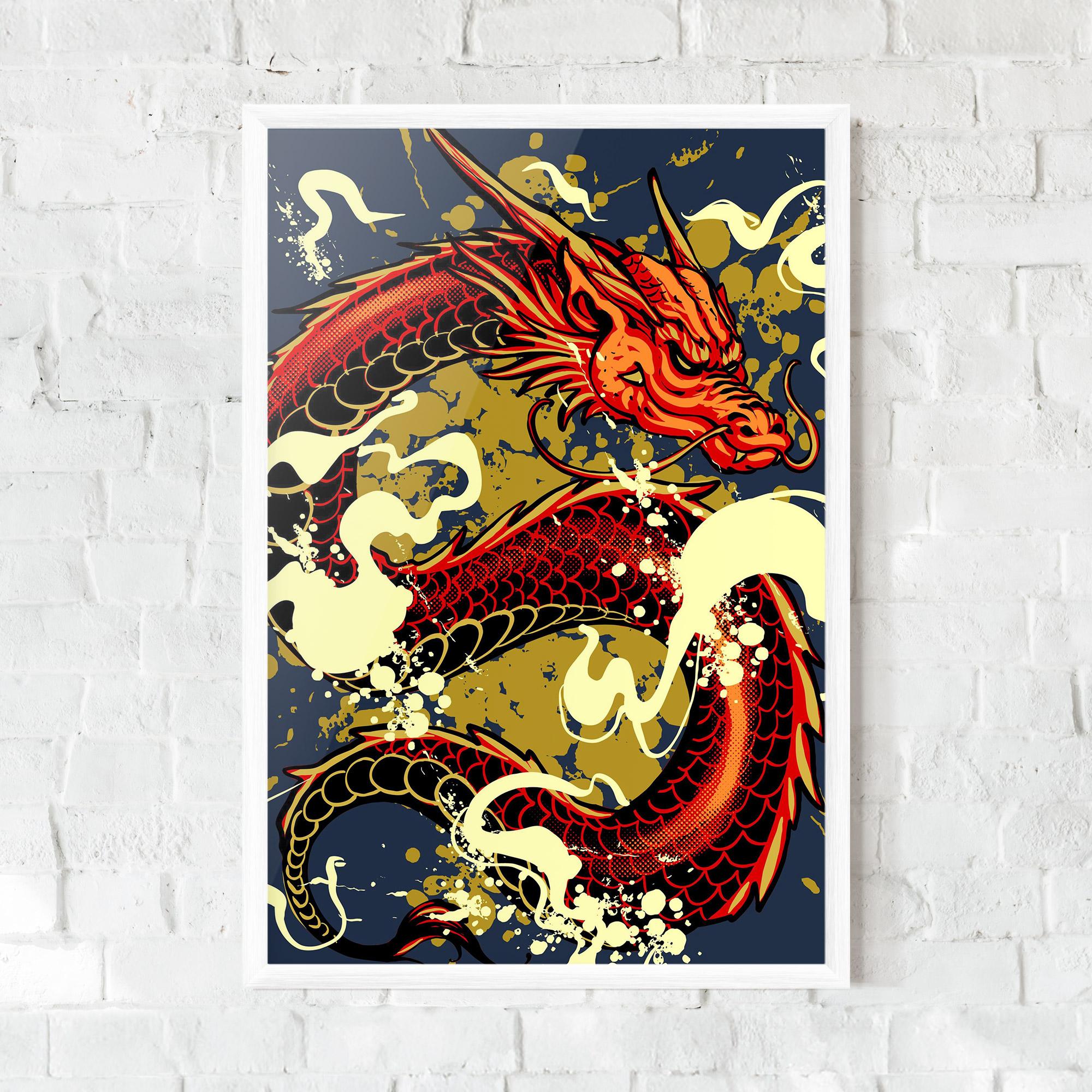 Рамкиран постер Red Cream Dragon mockup 0