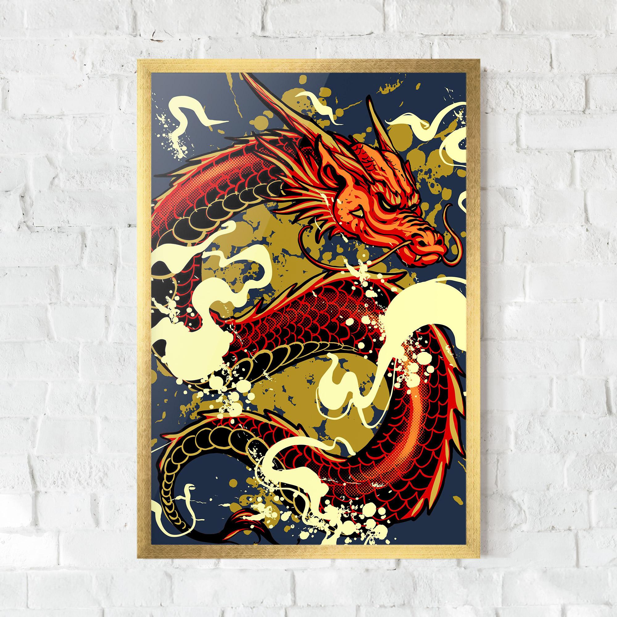 Рамкиран постер Red Cream Dragon mockup 0