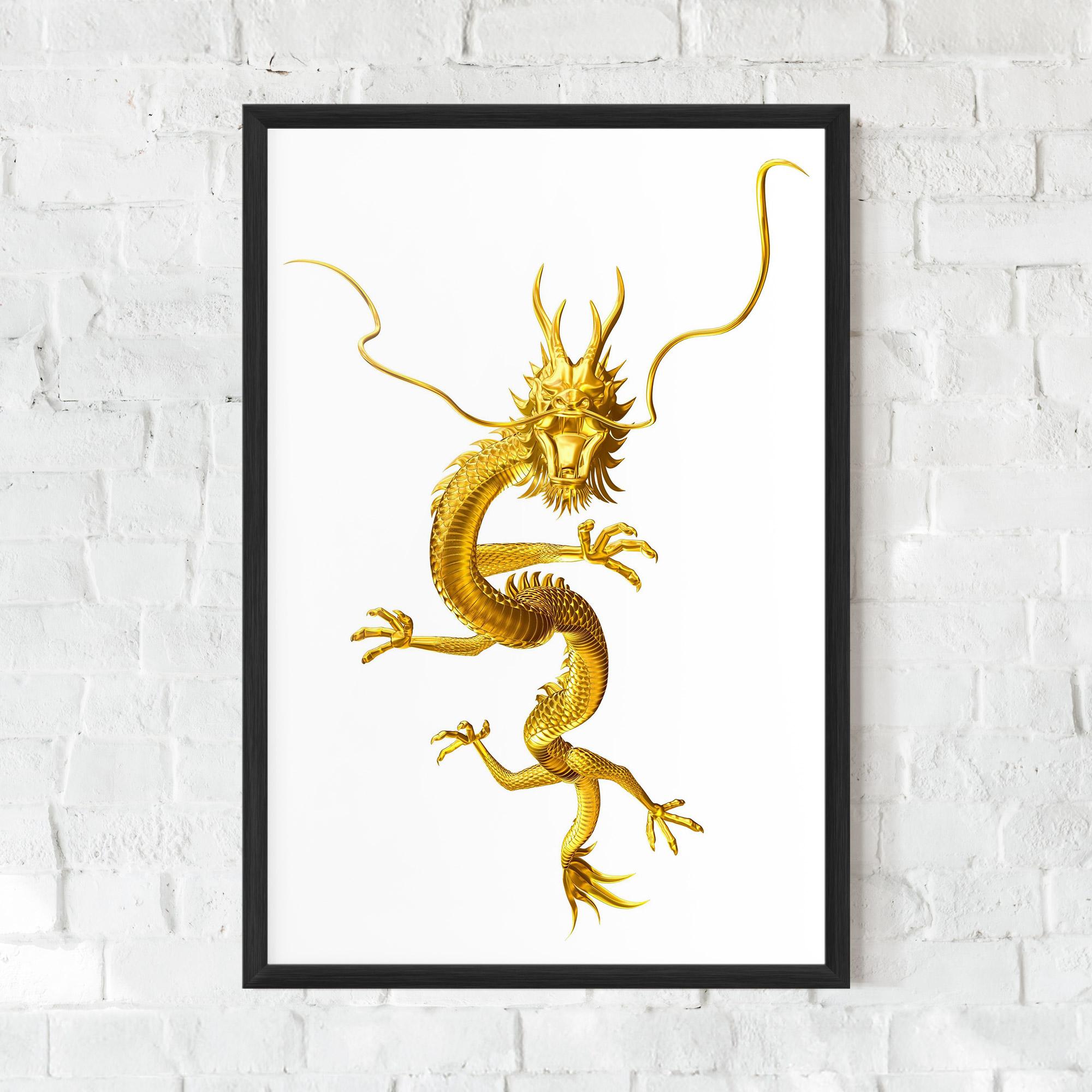 Рамкиран постер Golden Dragon mockup 0