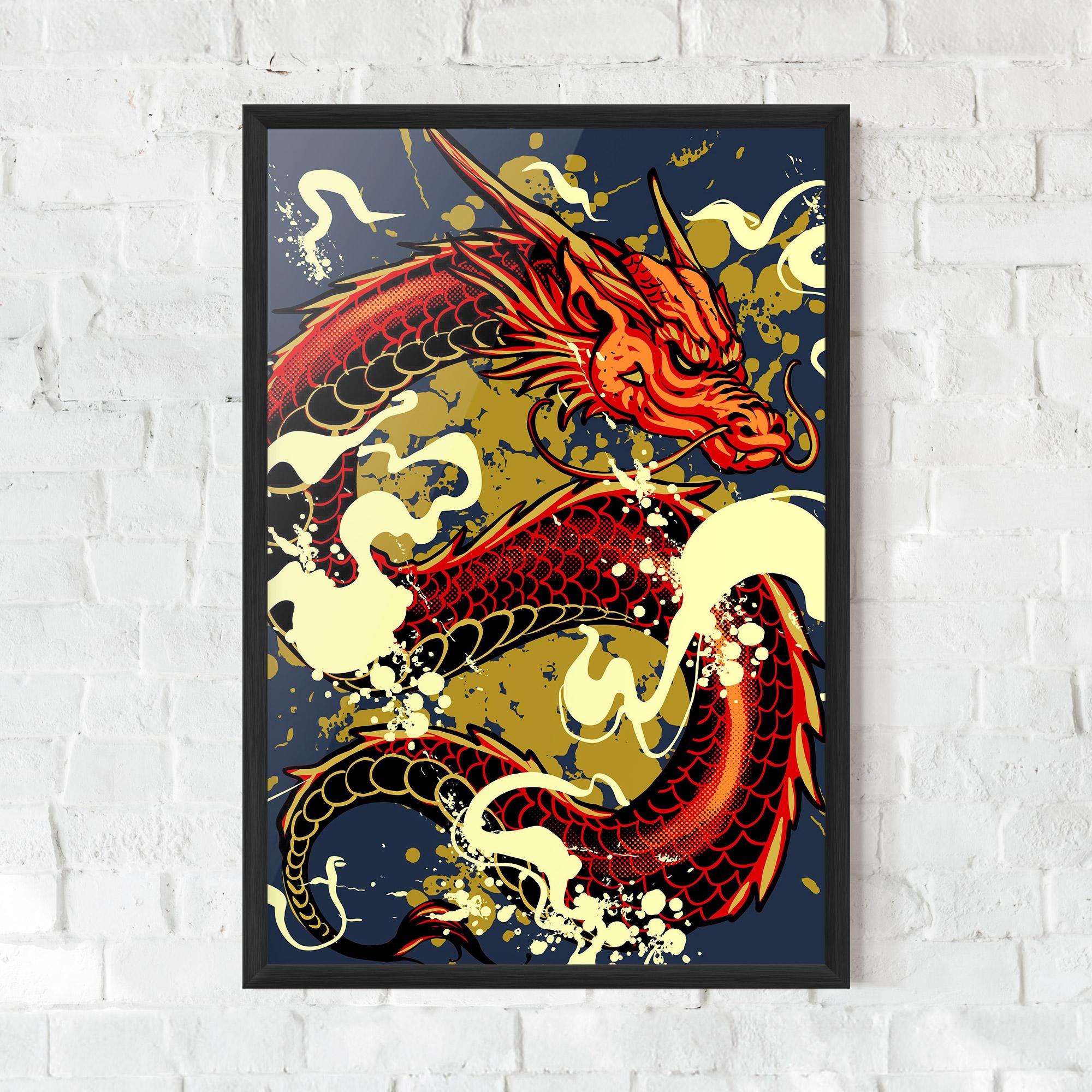 Рамкиран постер Red Cream Dragon mockup 0