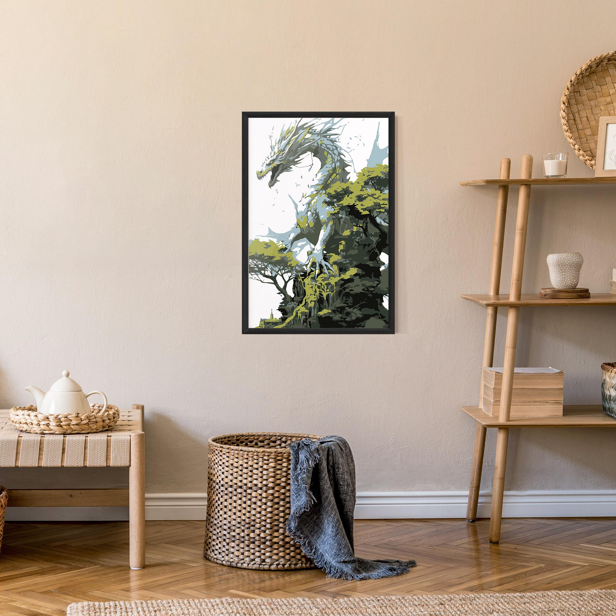 Рамкиран постер Grey Nature Dragon mockup 9