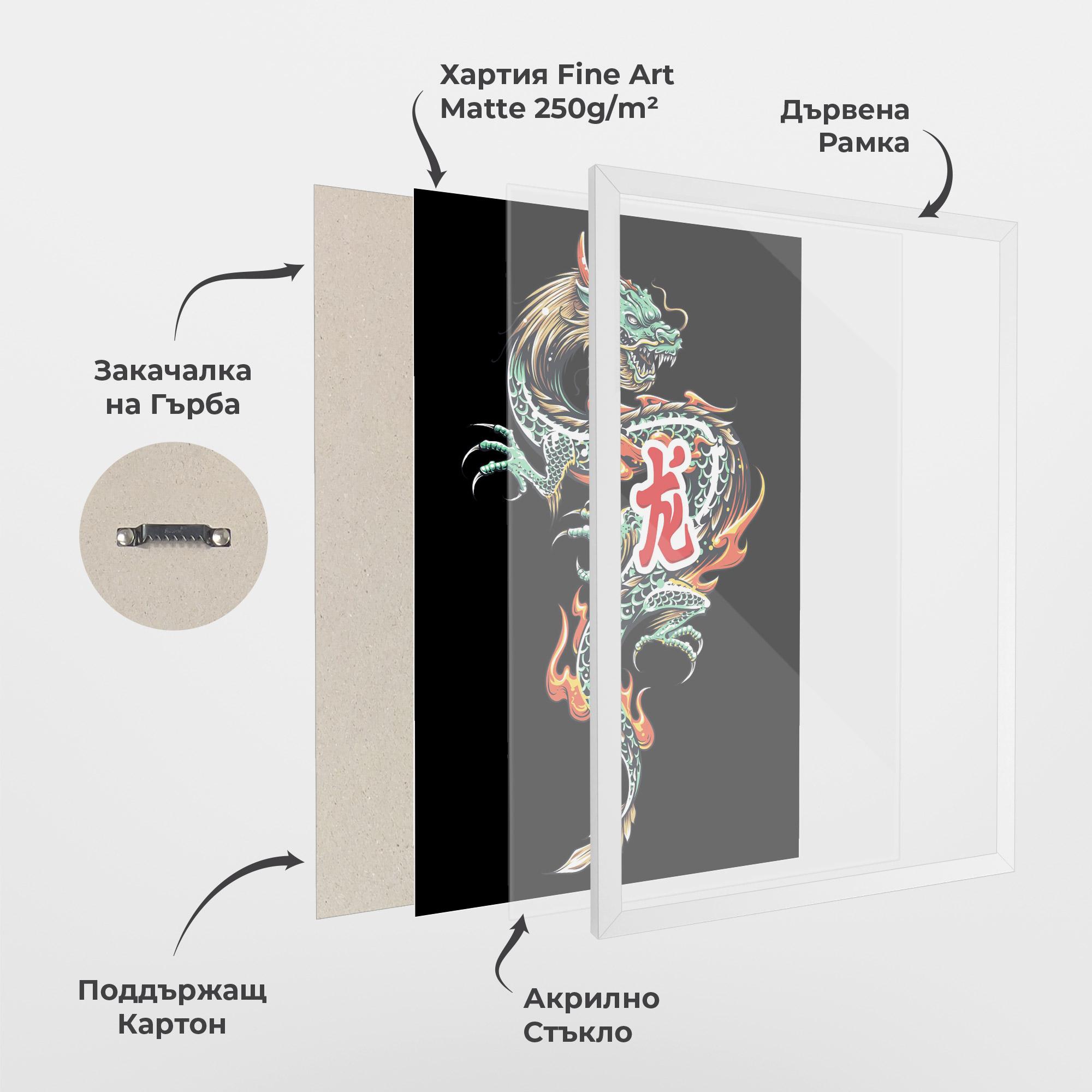 Рамкиран постер Green Fire Dragon mockup 1