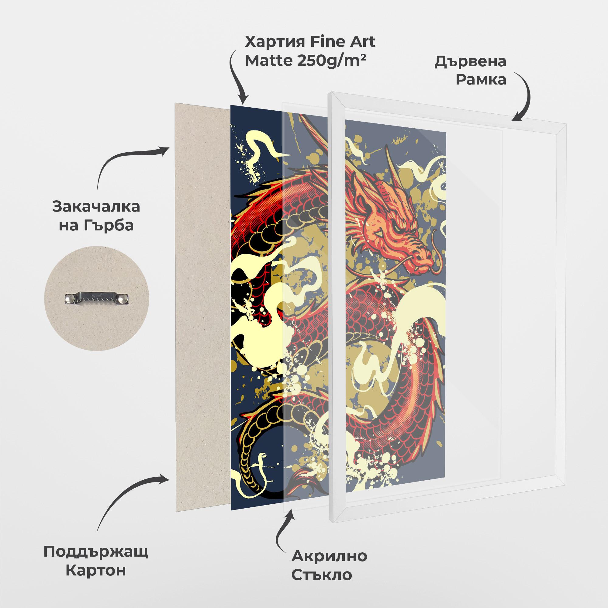 Рамкиран постер Red Cream Dragon mockup 1