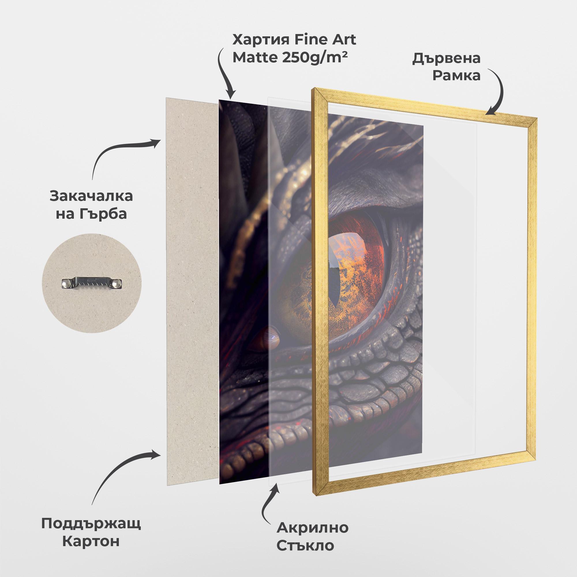 Рамкиран постер Close Up Red Eye Dragon mockup 1