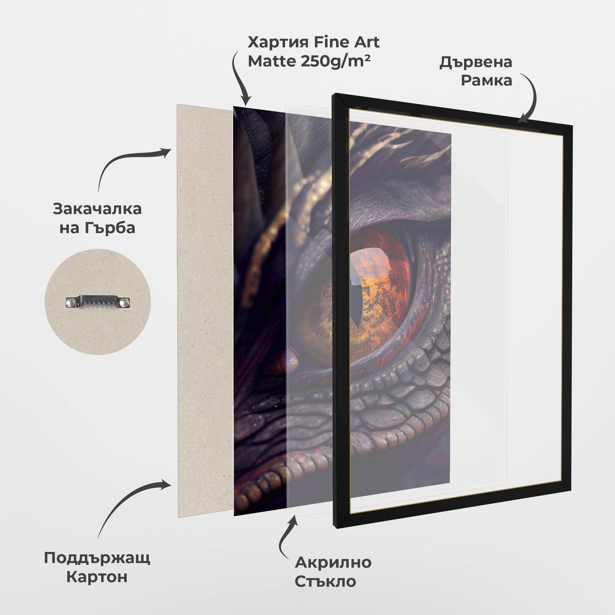 Рамкиран постер Close Up Red Eye Dragon mockup 1