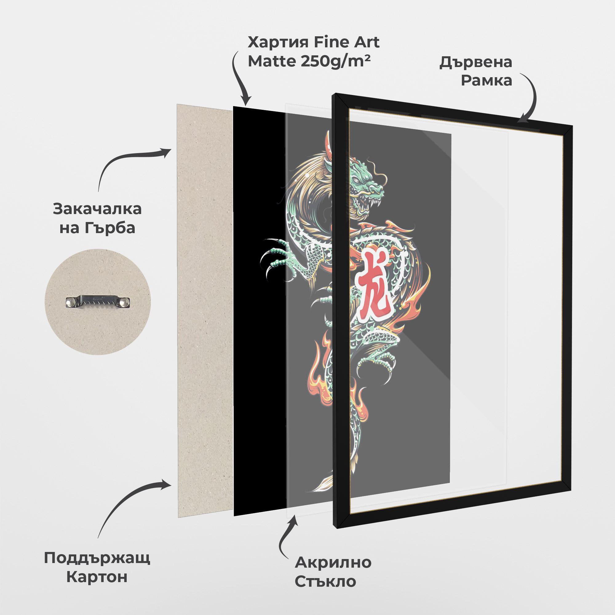 Рамкиран постер Green Fire Dragon mockup 1