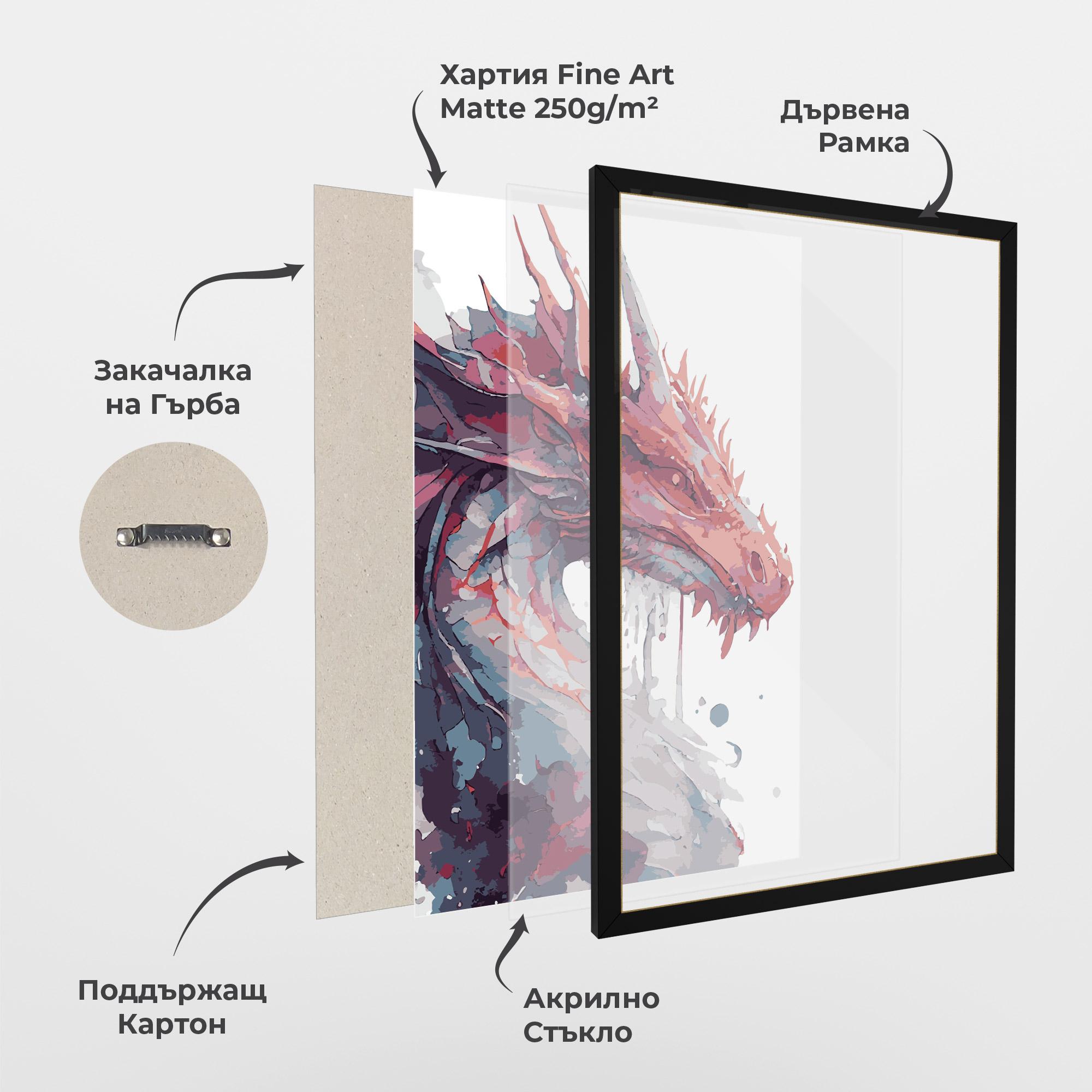 Рамкиран постер Red Blue Dragon mockup 1