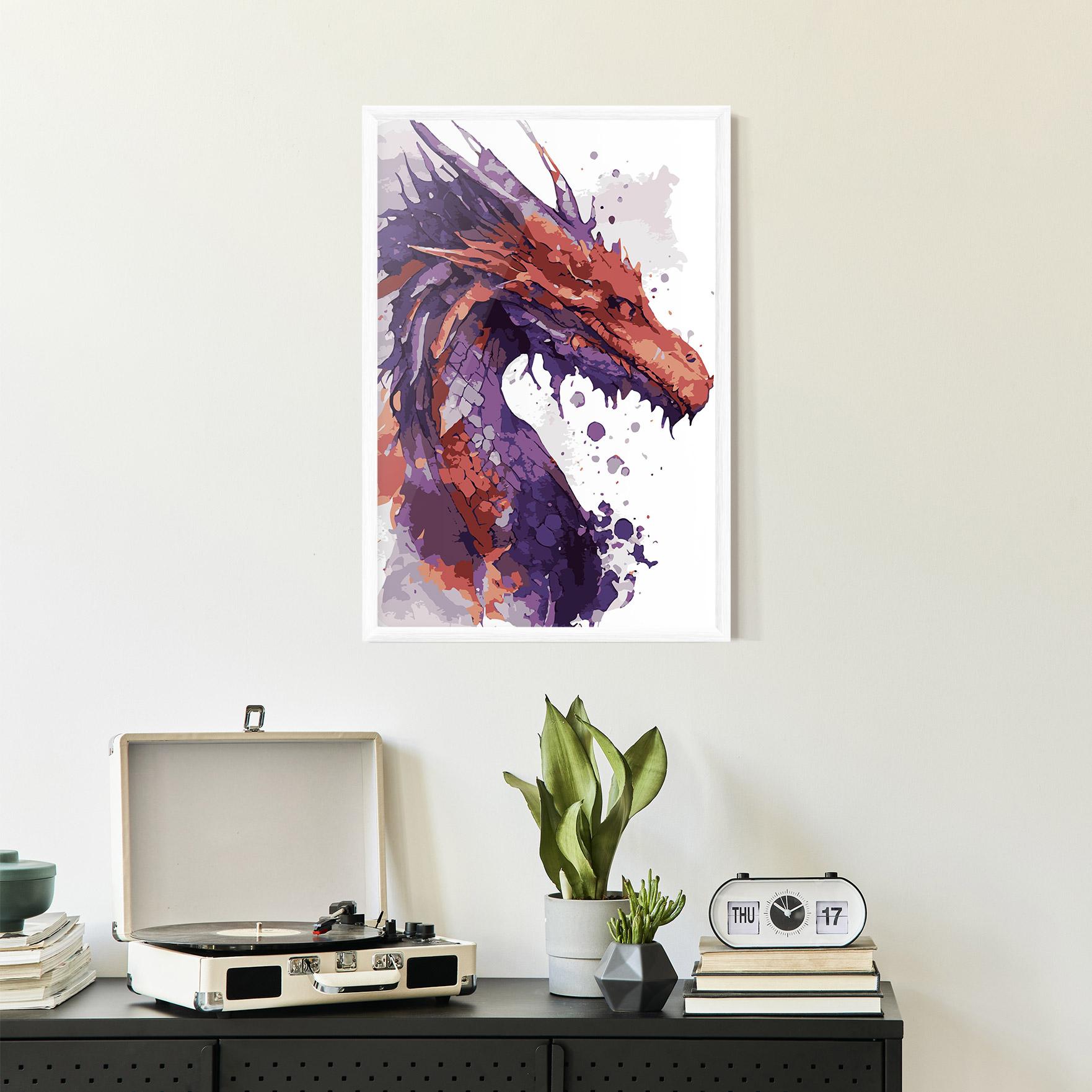 Рамкиран постер Orange Purple Dragon mockup 2
