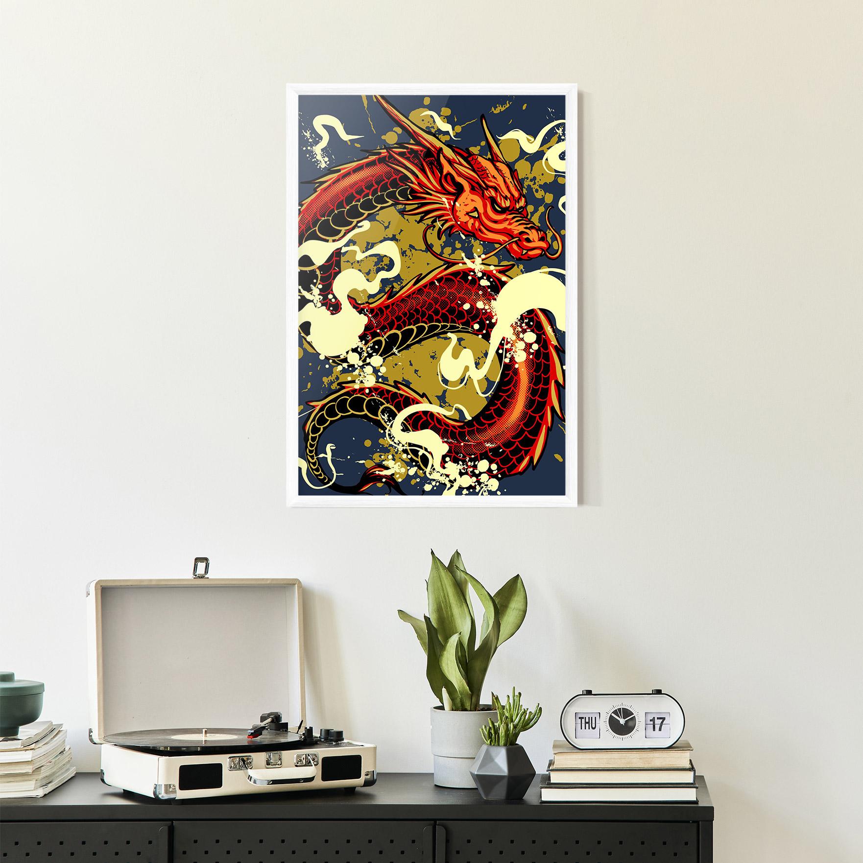 Рамкиран постер Red Cream Dragon mockup 2