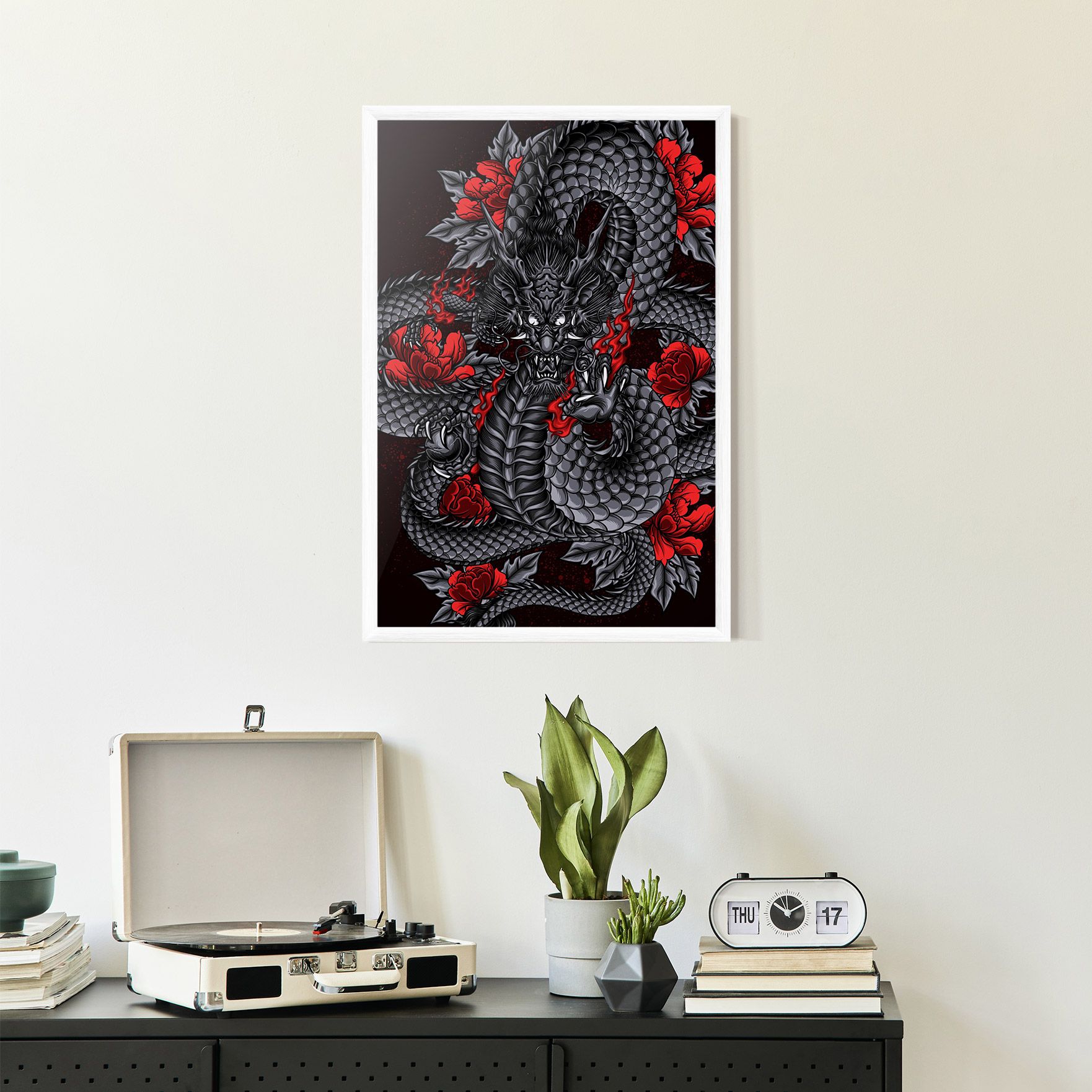 Red Flower Dragon mockup 2