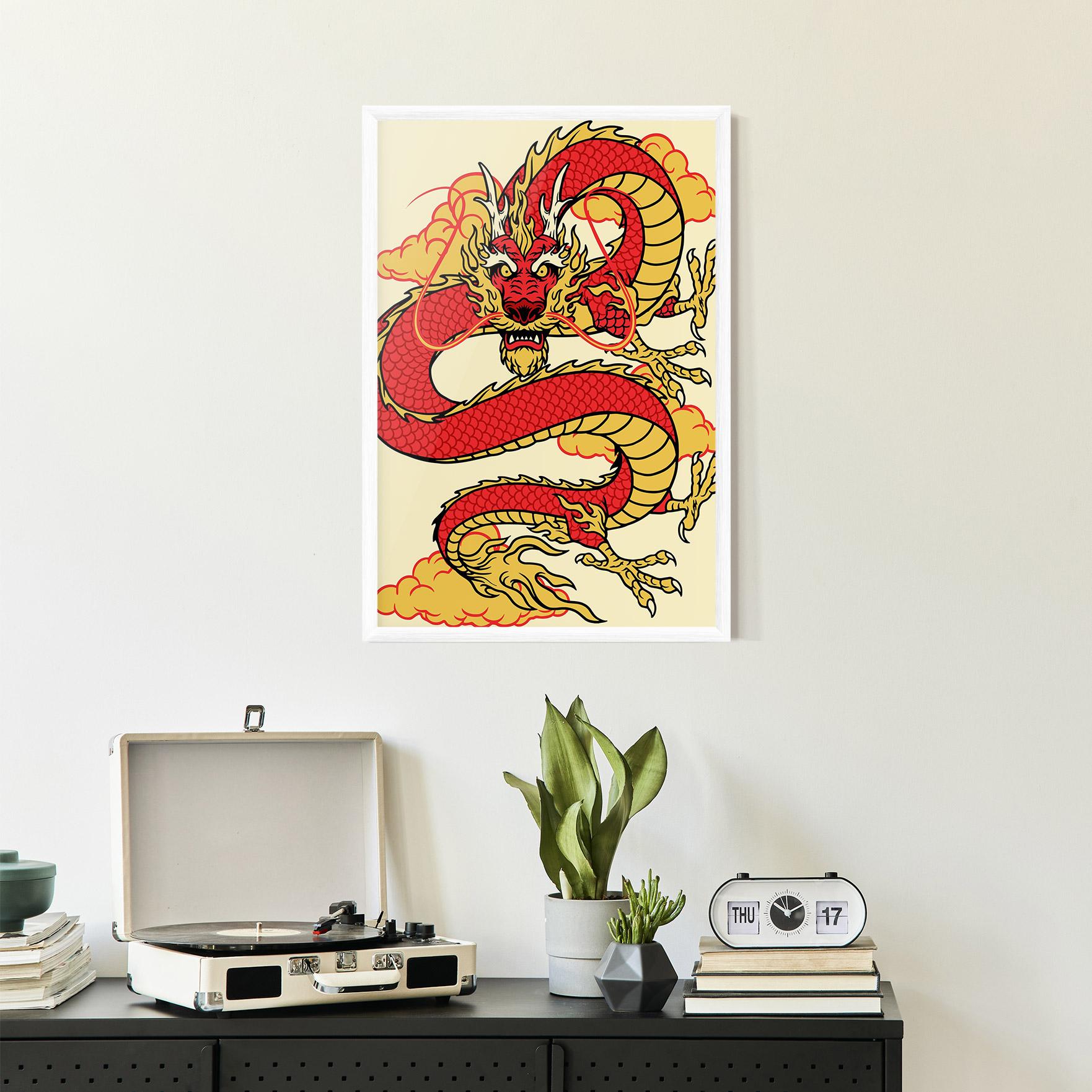 Рамкиран постер Red Yellow Dragon mockup 2