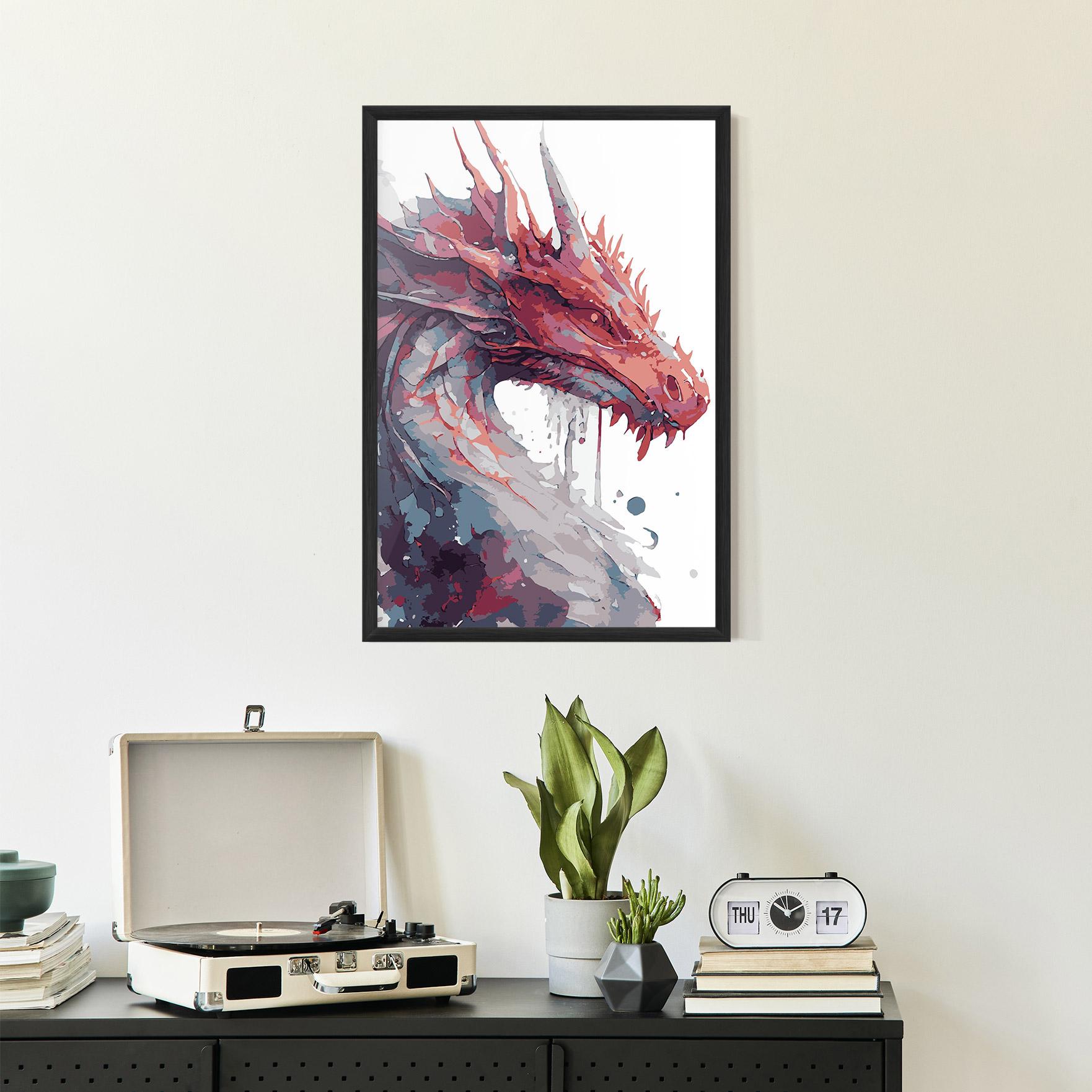 Рамкиран постер Red Blue Dragon mockup 2
