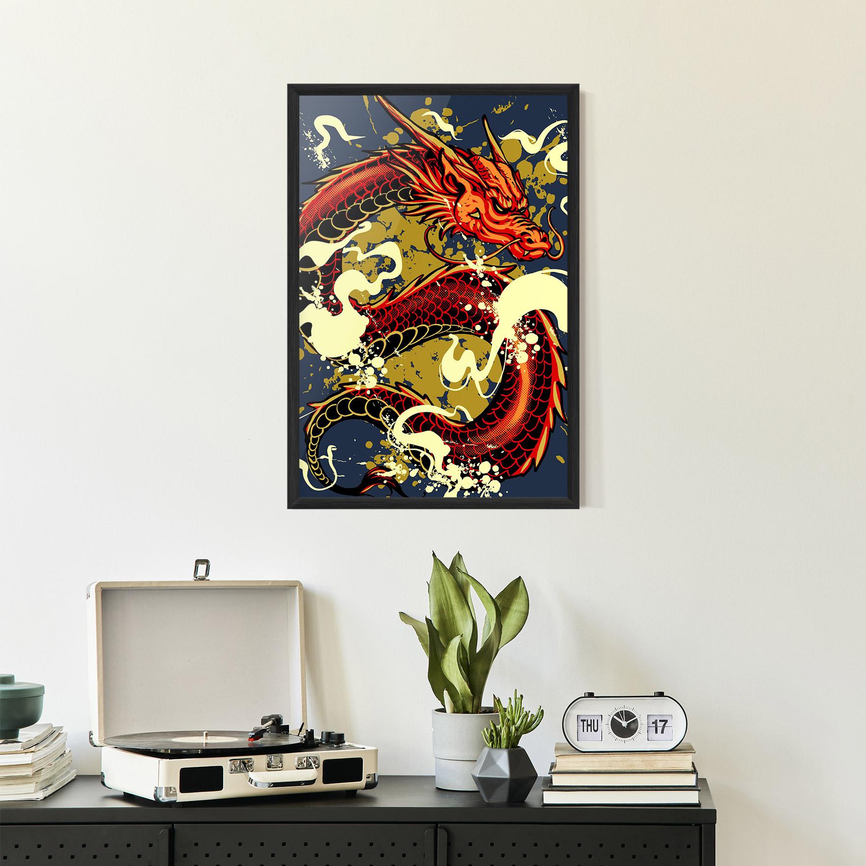 Рамкиран постер Red Cream Dragon mockup 2