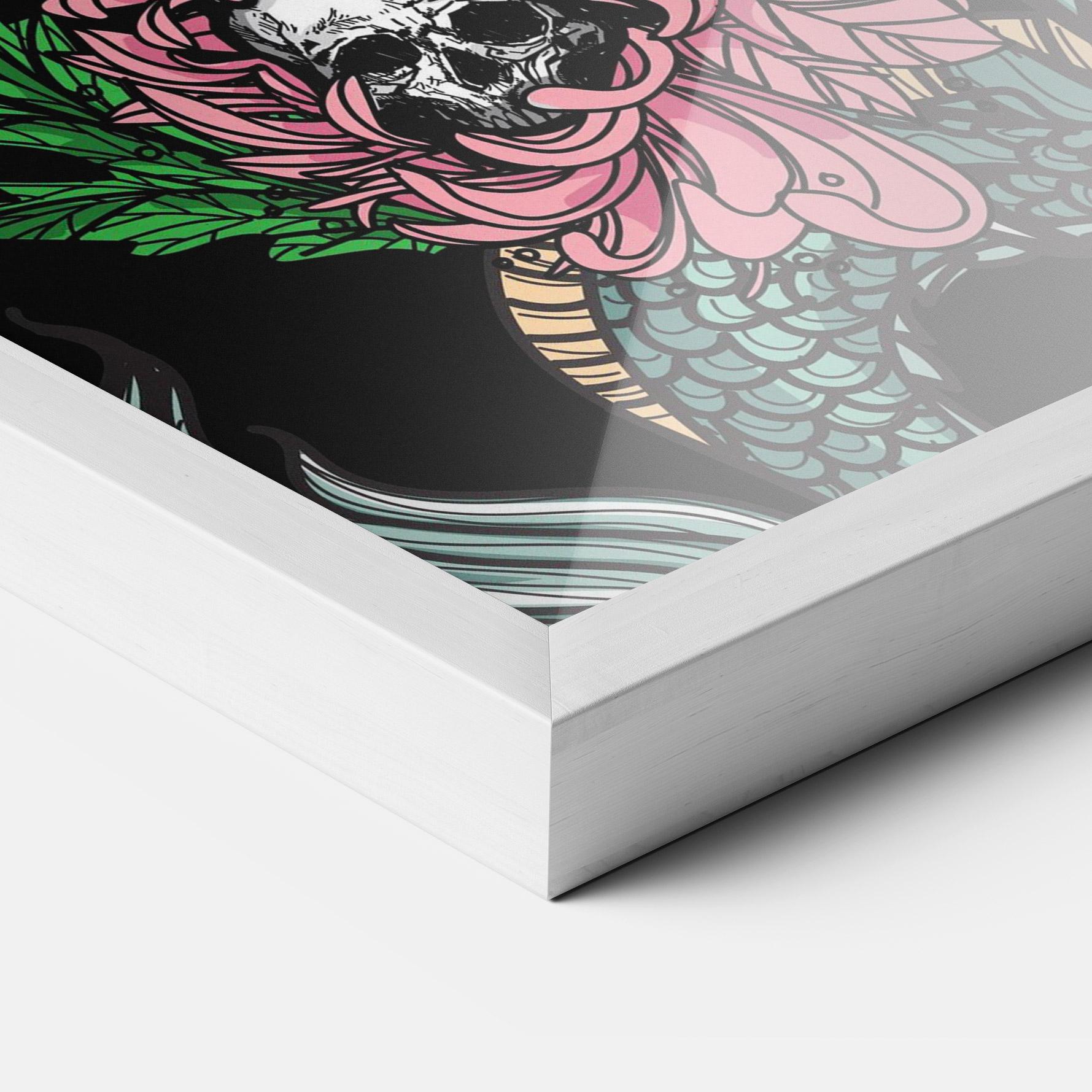 Рамкиран постер Flower Skull Dragon mockup 3