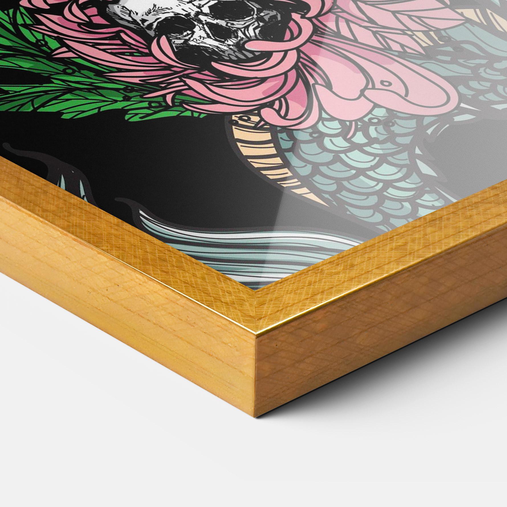 Рамкиран постер Flower Skull Dragon mockup 3