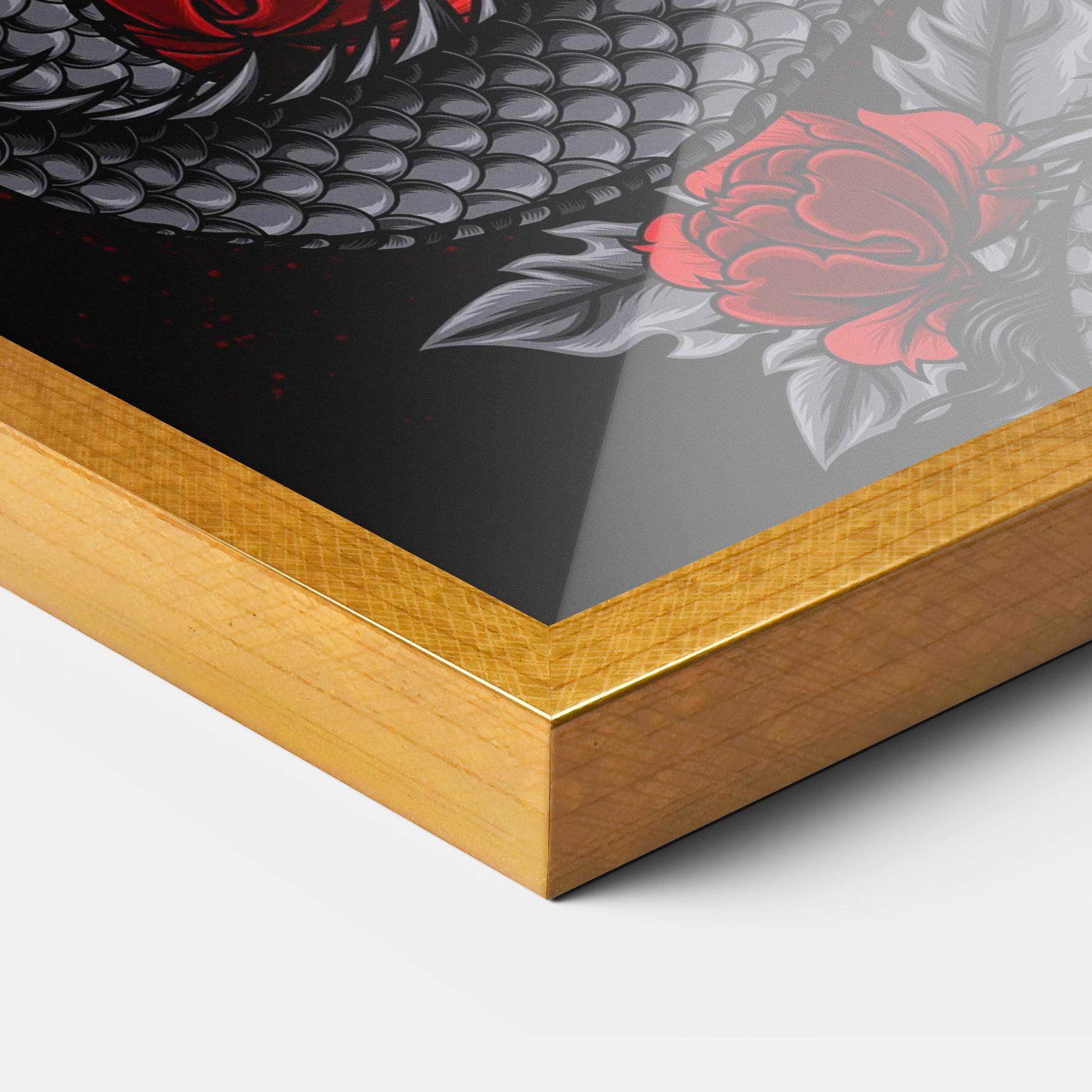 Рамкиран постер Red Flower Dragon mockup 3