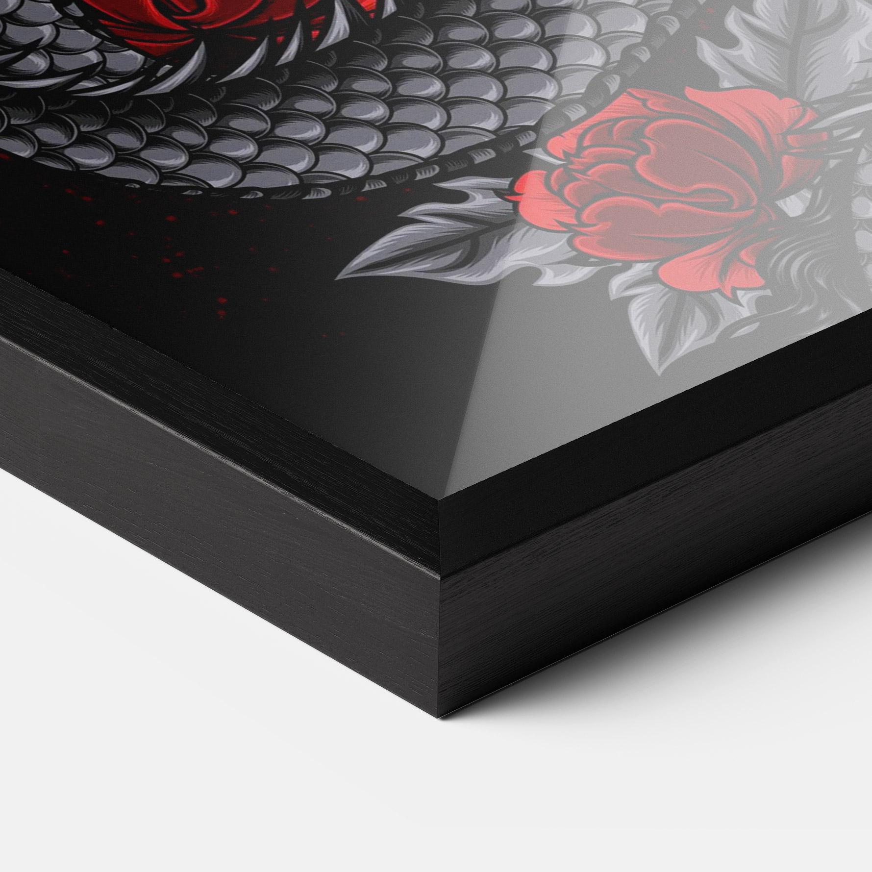 Рамкиран постер Red Flower Dragon mockup 3