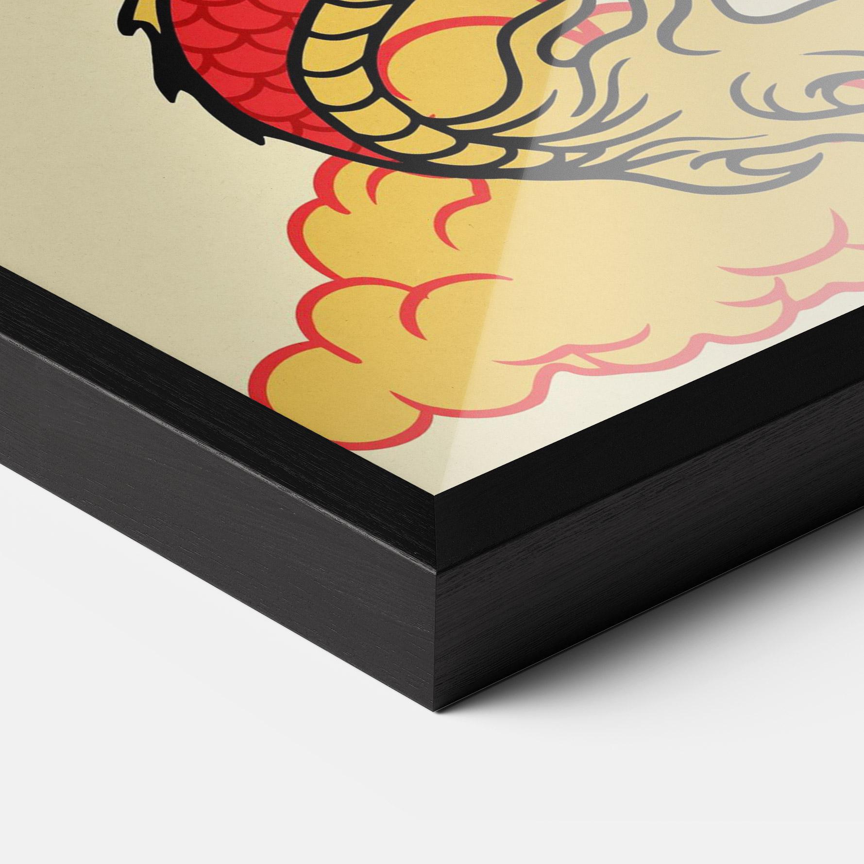 Рамкиран постер Red Yellow Dragon mockup 3