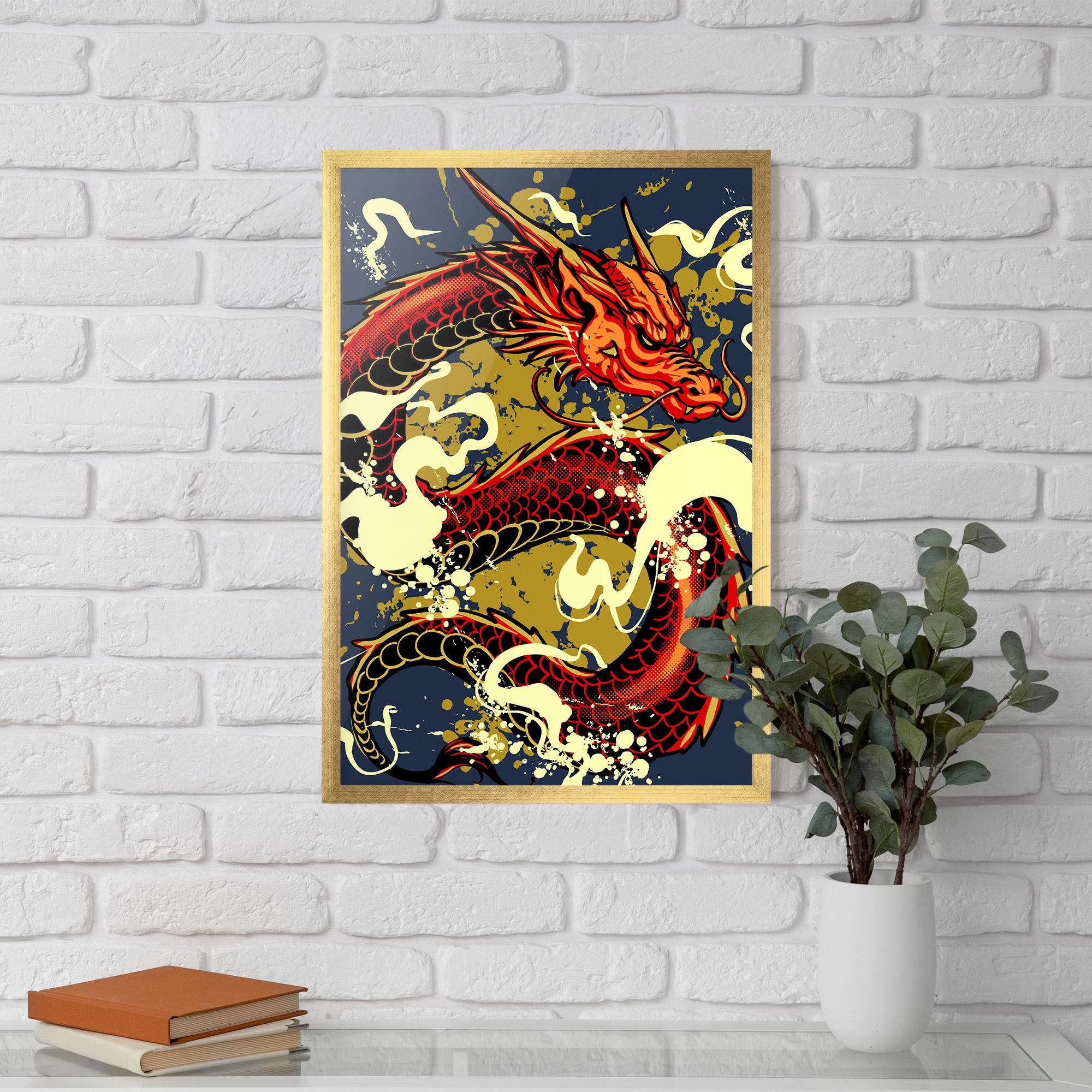 Рамкиран постер Red Cream Dragon mockup 5