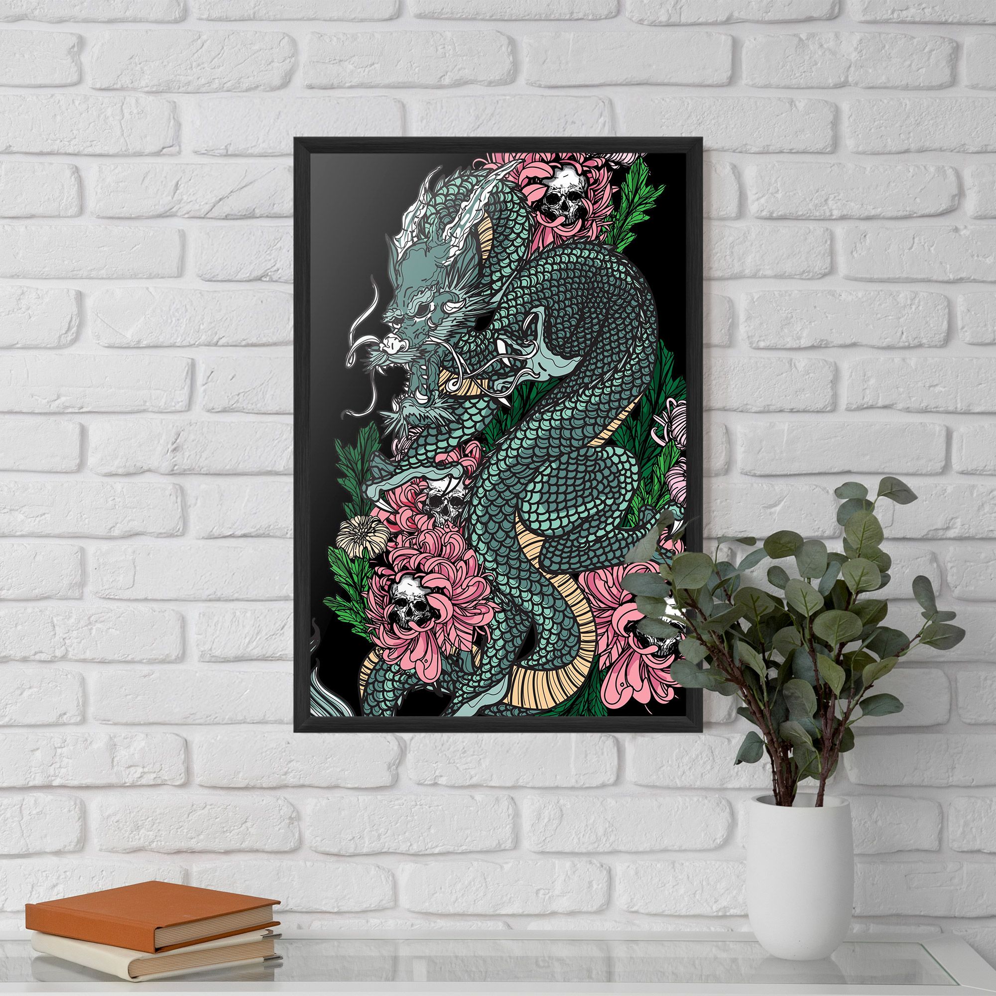 Flower Skull Dragon mockup 5