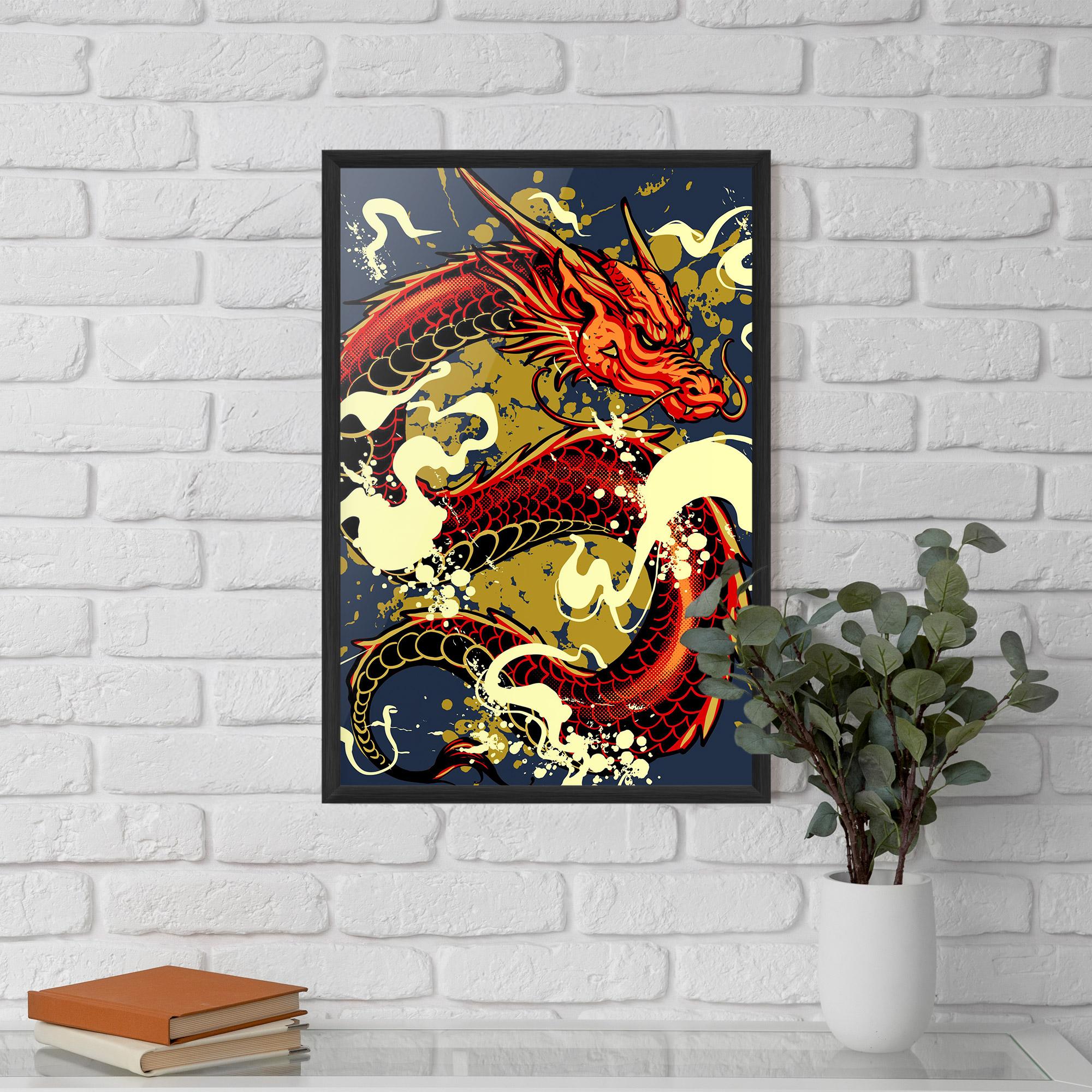 Рамкиран постер Red Cream Dragon mockup 5