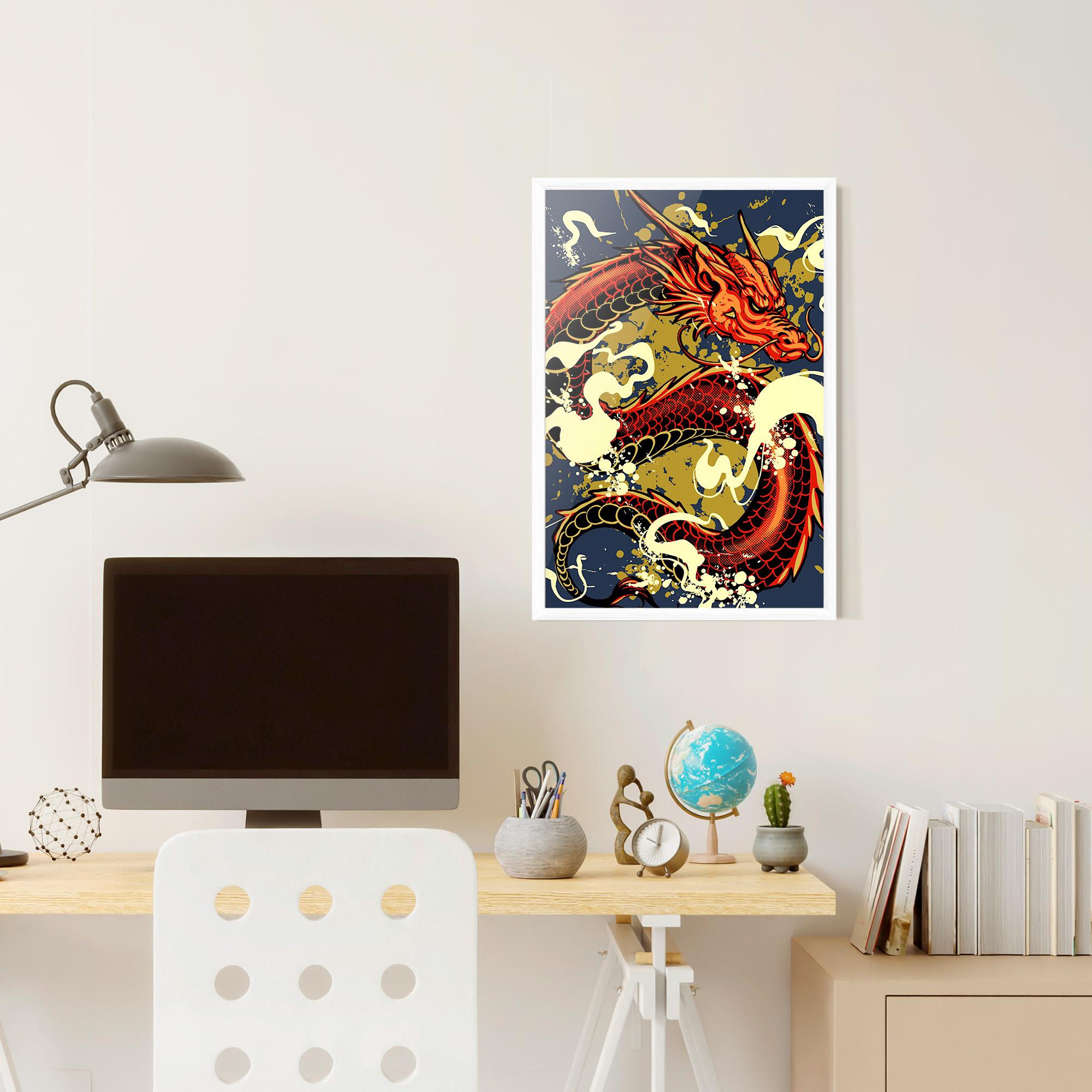 Рамкиран постер Red Cream Dragon mockup 6